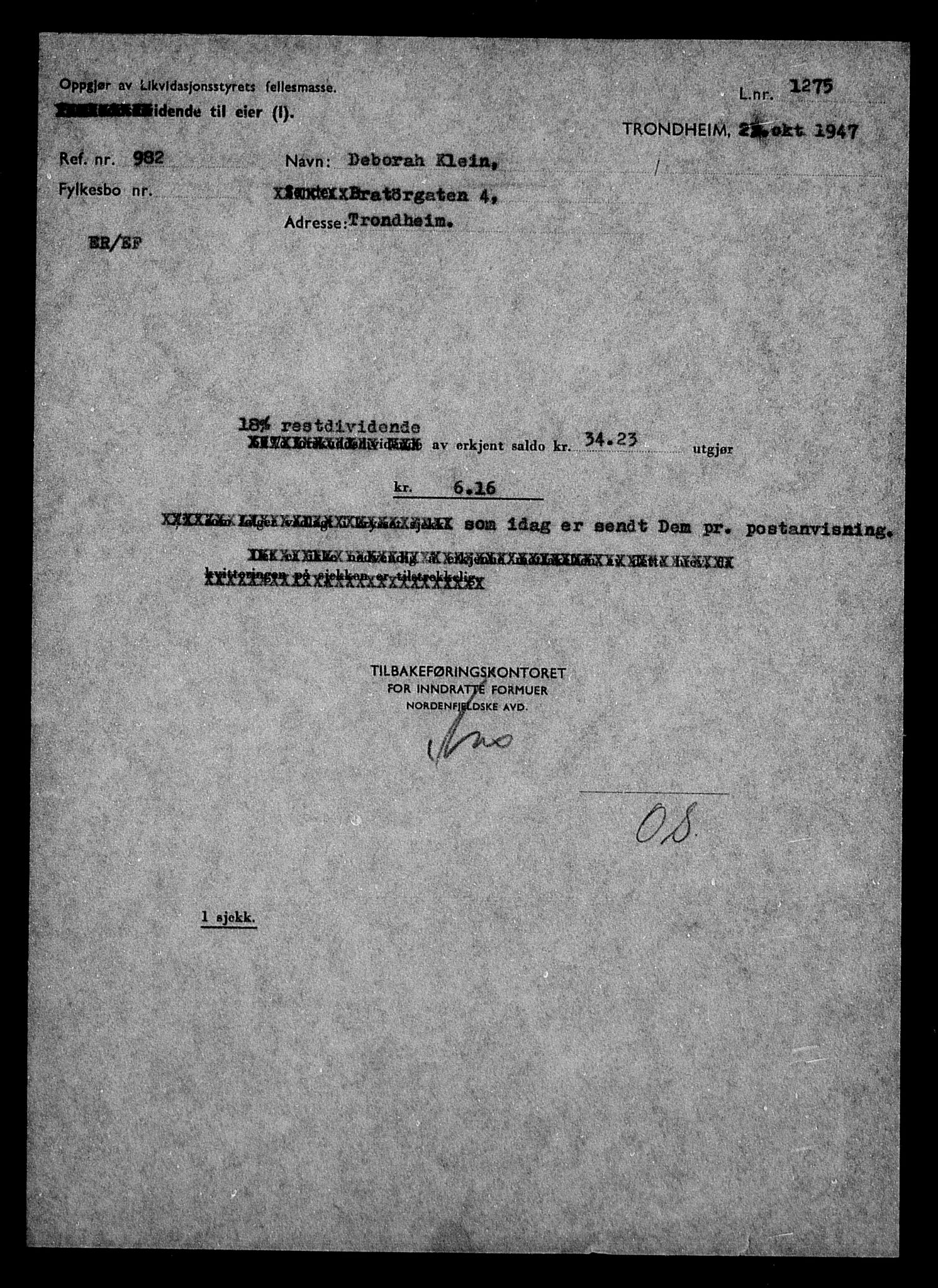 Justisdepartementet, Tilbakeføringskontoret for inndratte formuer, AV/RA-S-1564/H/Hc/Hca/L0900: --, 1945-1947, s. 368