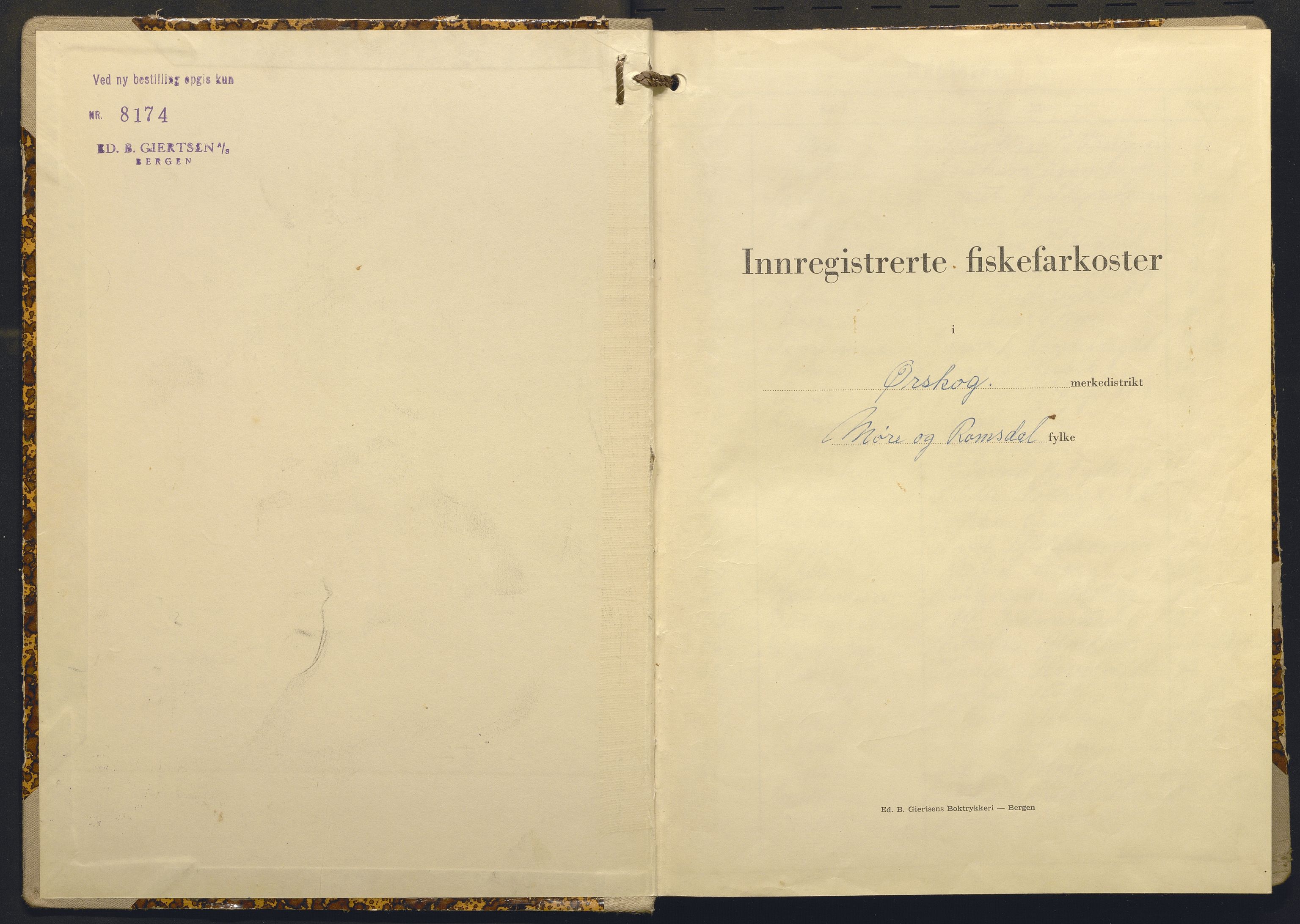 Fiskeridirektoratet - 1 Adm. ledelse - 13 Båtkontoret, SAB/A-2003/I/Ia/Iaf/L0141: 135.0667/3 Merkeprotokoll - Ørskog, 1964-1969