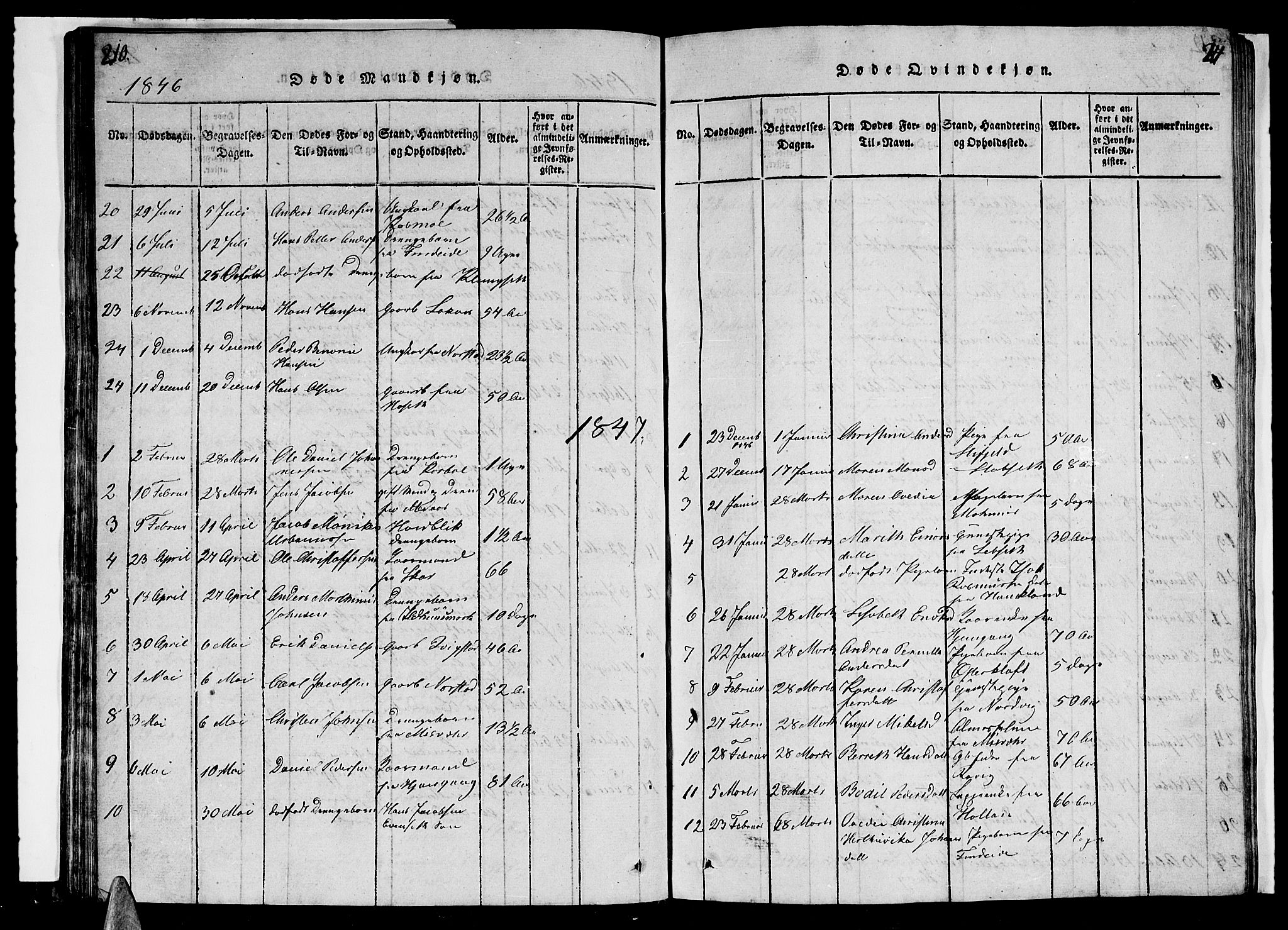 Ministerialprotokoller, klokkerbøker og fødselsregistre - Nordland, AV/SAT-A-1459/852/L0752: Klokkerbok nr. 852C03, 1840-1855, s. 210-211