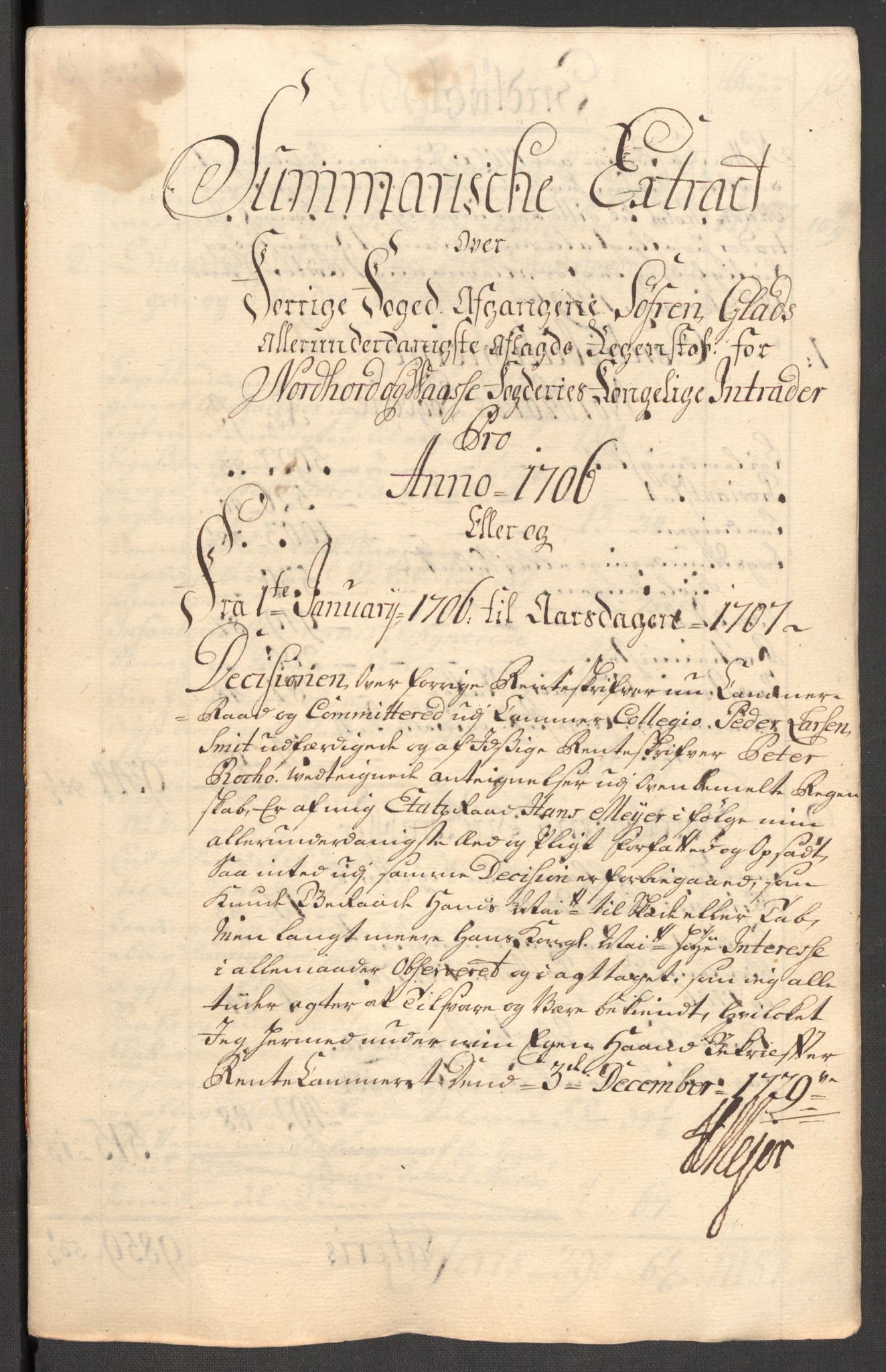 Rentekammeret inntil 1814, Reviderte regnskaper, Fogderegnskap, AV/RA-EA-4092/R51/L3188: Fogderegnskap Nordhordland og Voss, 1706-1707, s. 20