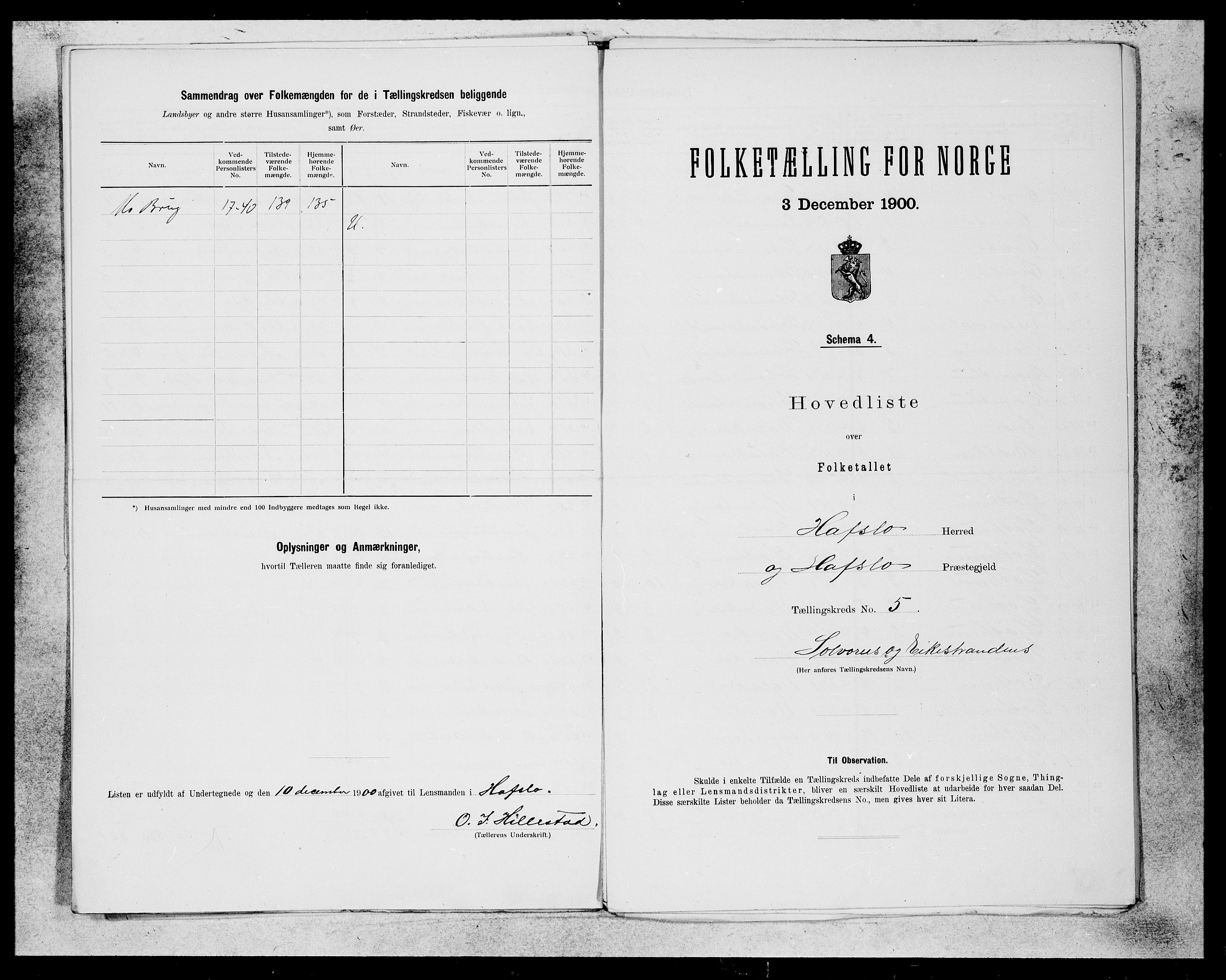 SAB, Folketelling 1900 for 1425 Hafslo herred, 1900, s. 9