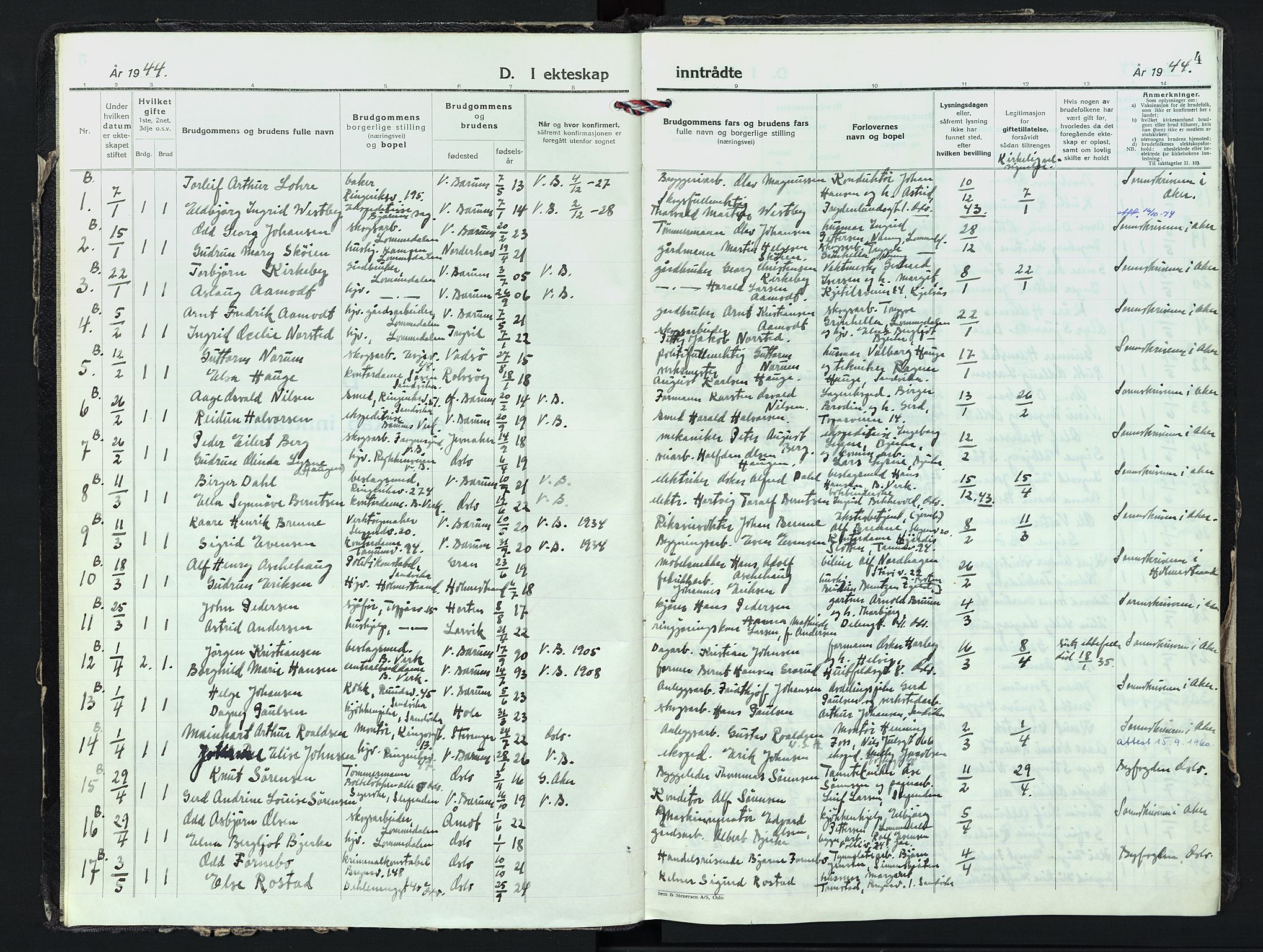 Vestre Bærum prestekontor Kirkebøker, AV/SAO-A-10209a/F/Fa/L0007: Ministerialbok nr. 7, 1944-1960, s. 4