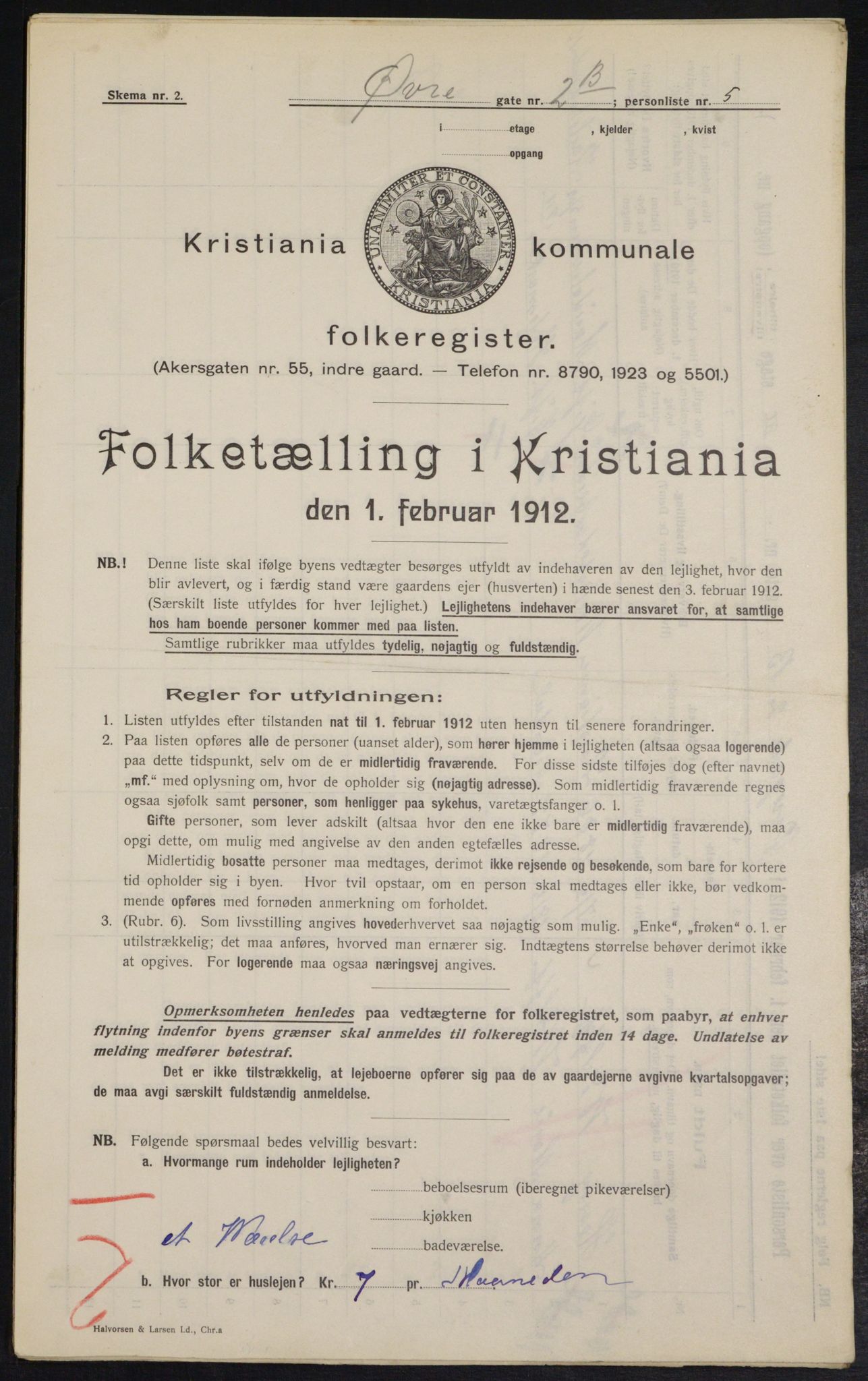 OBA, Kommunal folketelling 1.2.1912 for Kristiania, 1912, s. 129777