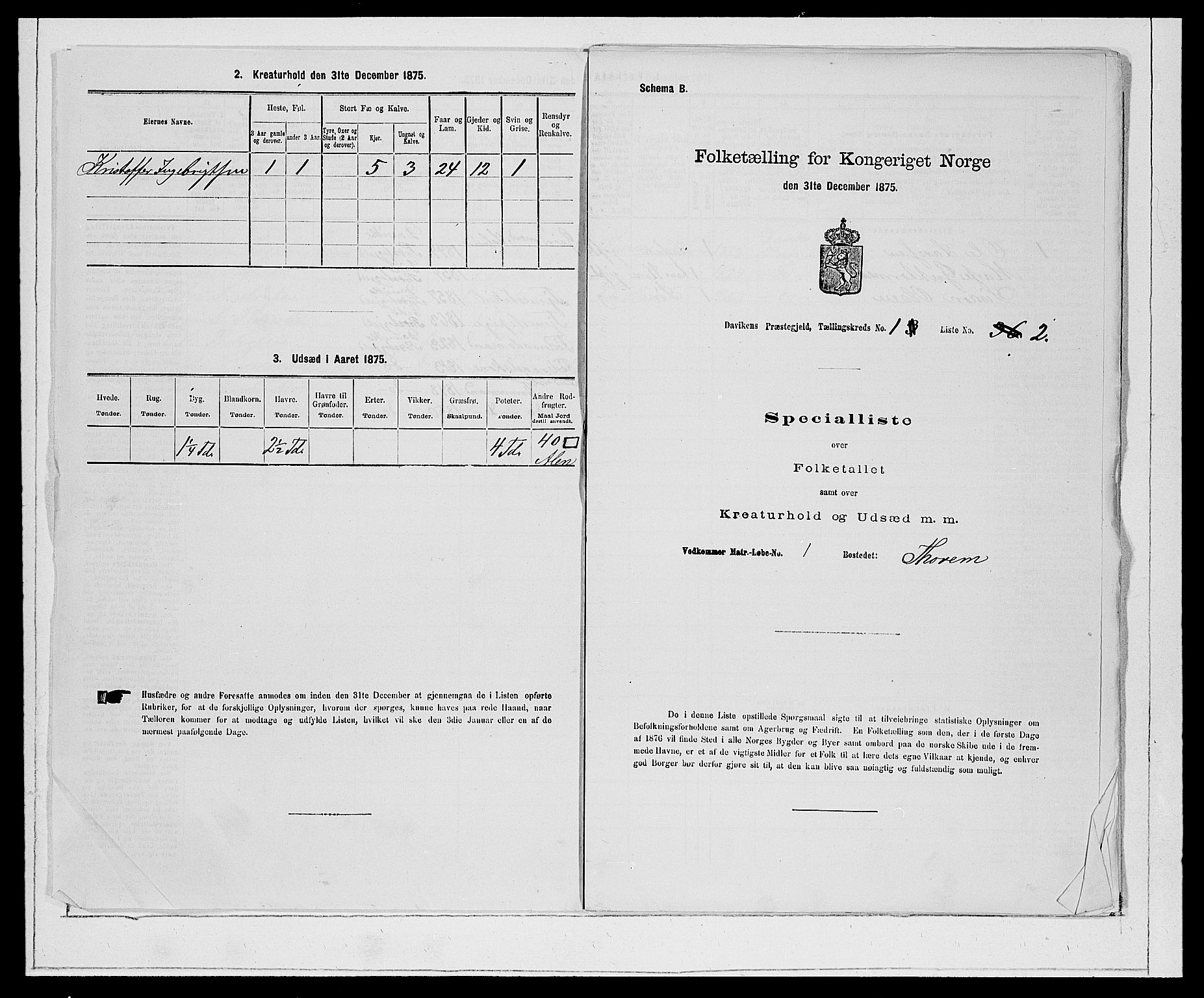 SAB, Folketelling 1875 for 1442P Davik prestegjeld, 1875, s. 27