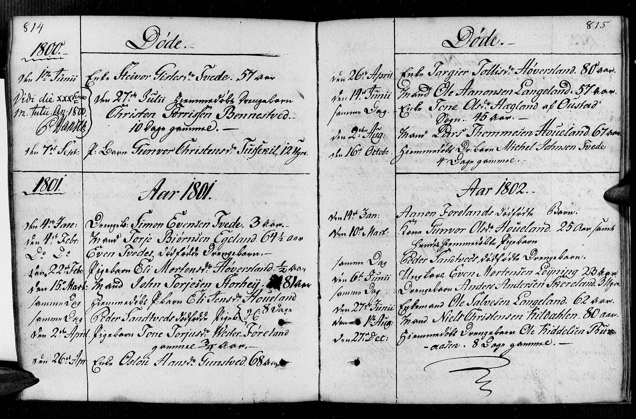 Vennesla sokneprestkontor, AV/SAK-1111-0045/Fa/Faa/L0002: Ministerialbok nr. A 2, 1785-1834, s. 814-815
