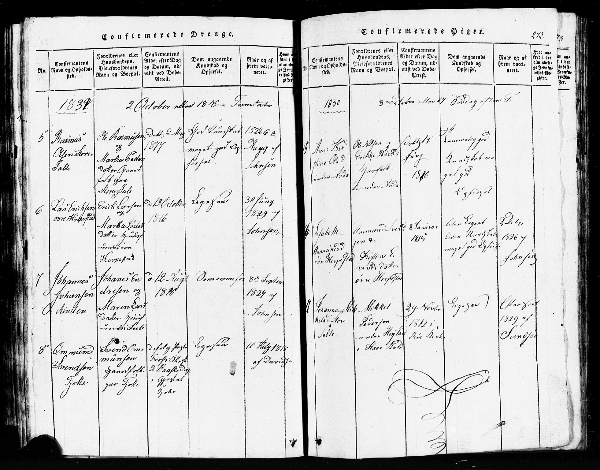 Klepp sokneprestkontor, AV/SAST-A-101803/001/3/30BB/L0001: Klokkerbok nr.  B 1, 1816-1859, s. 272