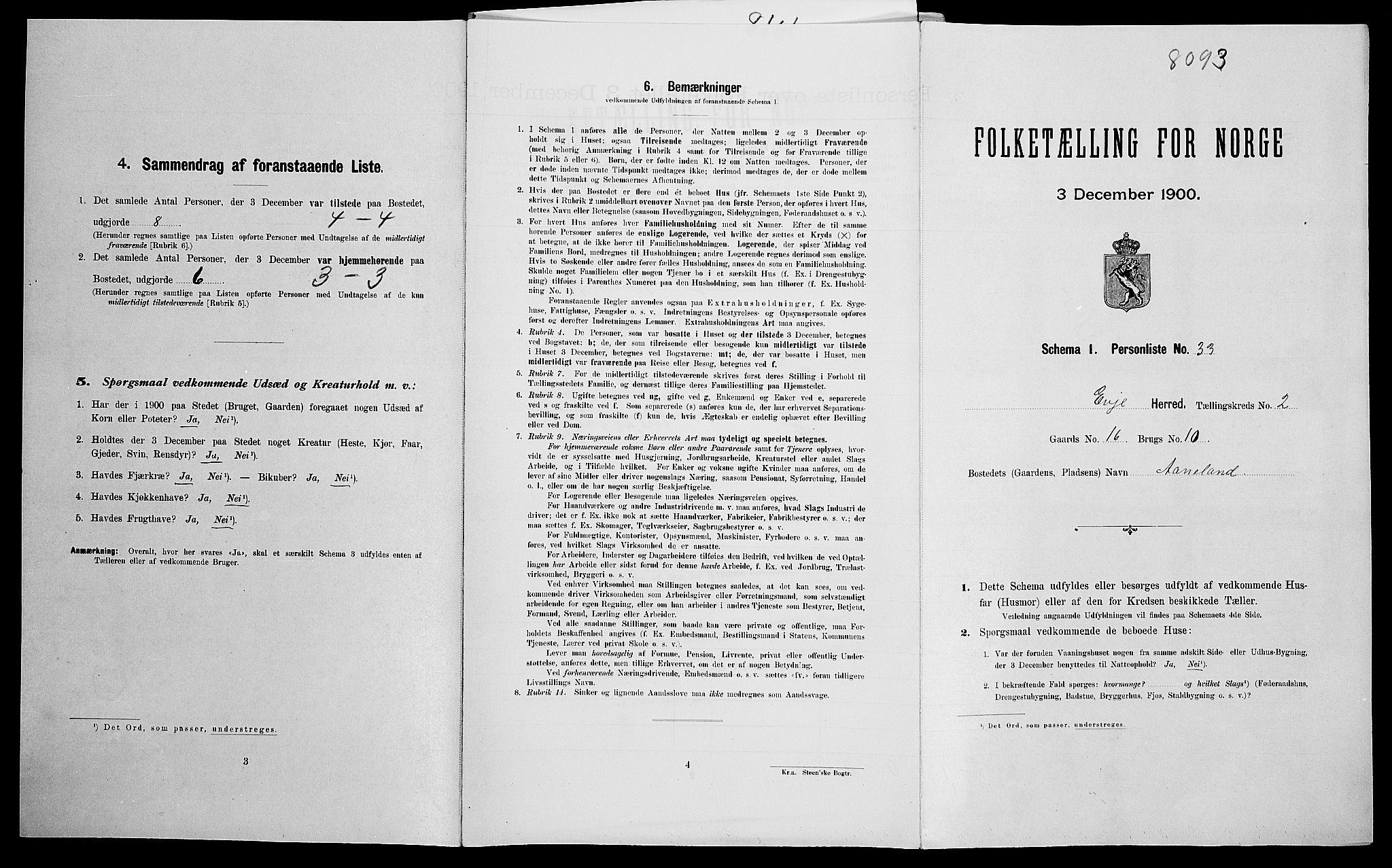SAK, Folketelling 1900 for 0937 Evje herred, 1900, s. 157