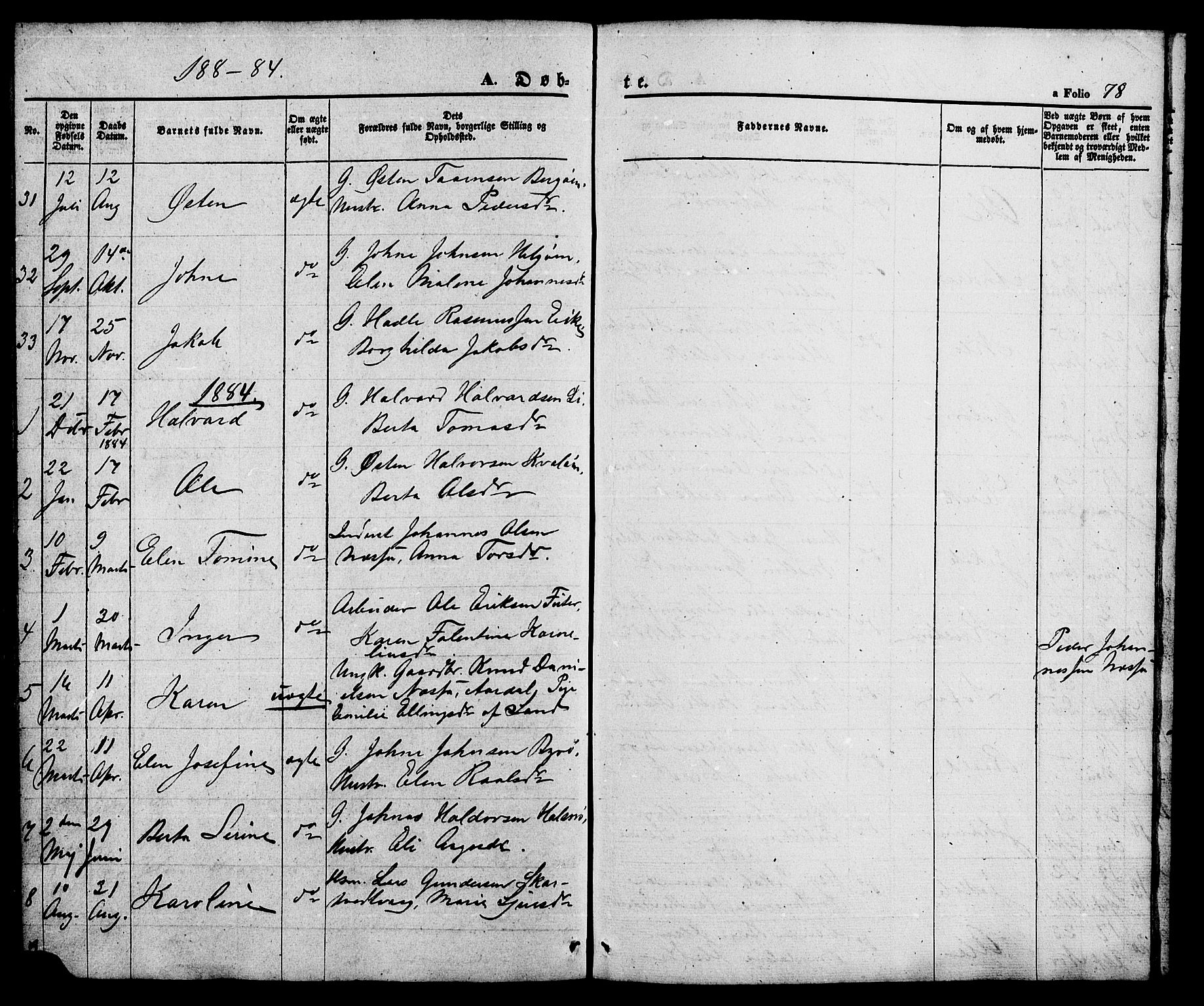 Hjelmeland sokneprestkontor, AV/SAST-A-101843/01/V/L0005: Klokkerbok nr. B 5, 1853-1892, s. 78