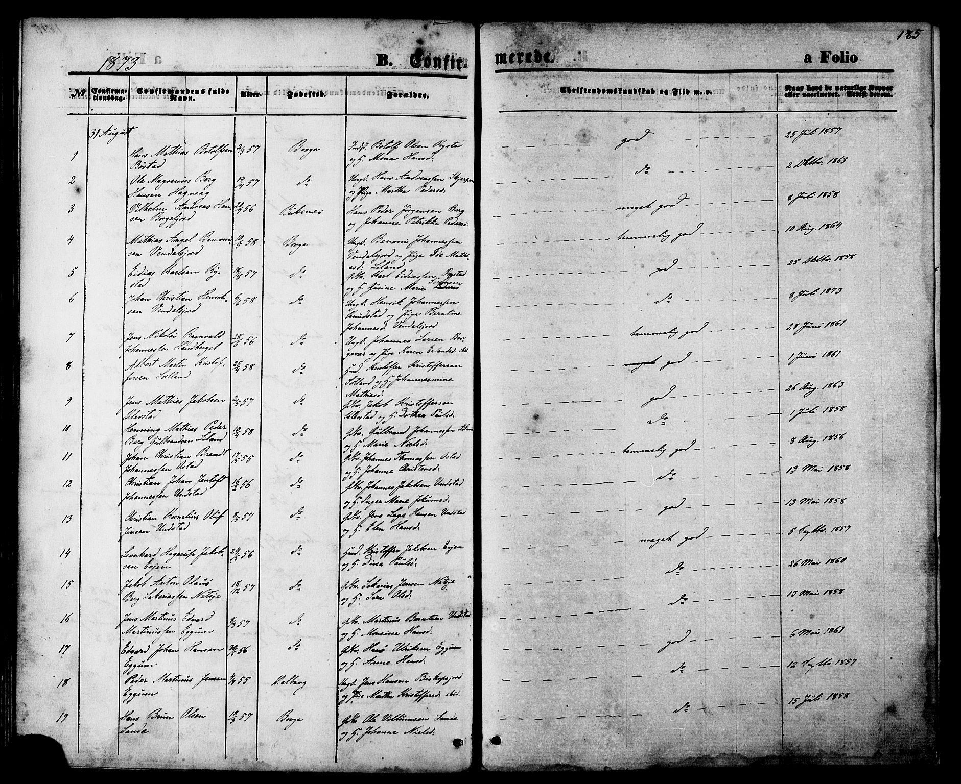 Ministerialprotokoller, klokkerbøker og fødselsregistre - Nordland, SAT/A-1459/880/L1132: Ministerialbok nr. 880A06, 1869-1887, s. 185