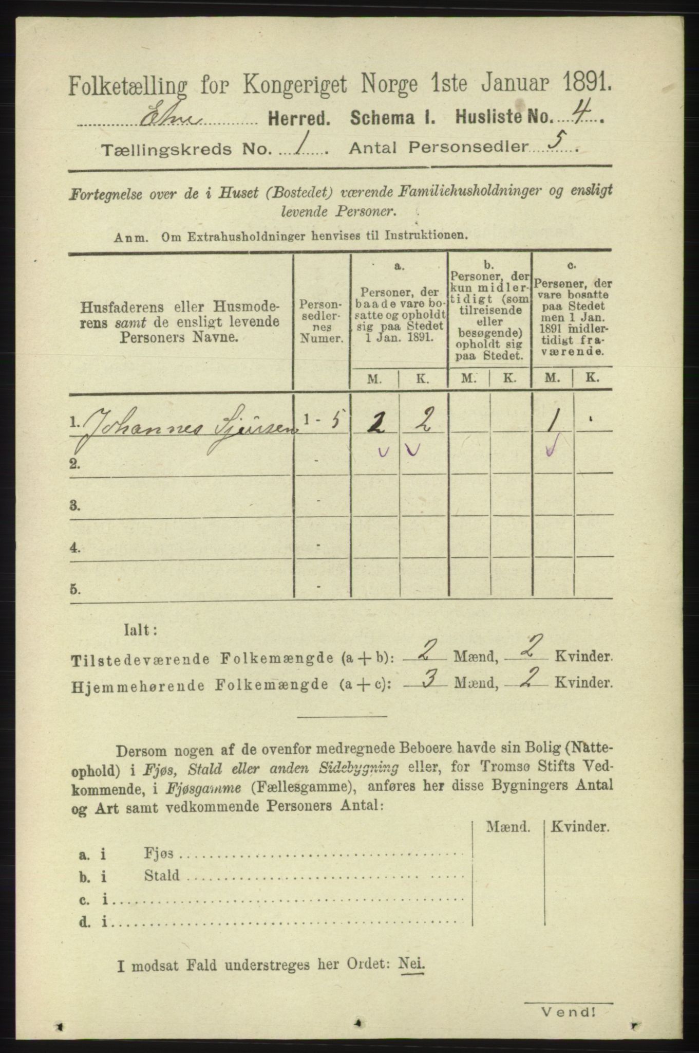 RA, Folketelling 1891 for 1211 Etne herred, 1891, s. 43