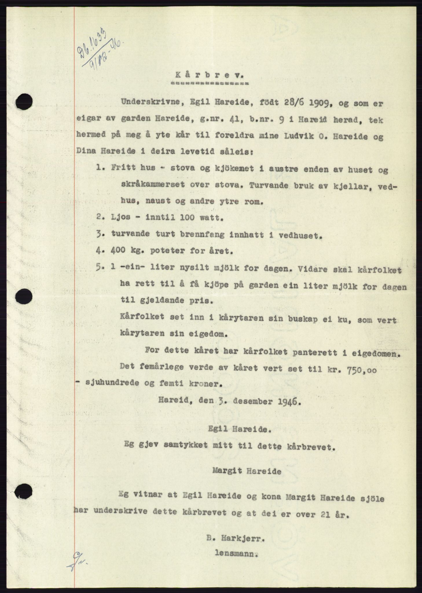 Søre Sunnmøre sorenskriveri, AV/SAT-A-4122/1/2/2C/L0114: Pantebok nr. 1-2B, 1943-1947, Dagboknr: 1633/1946