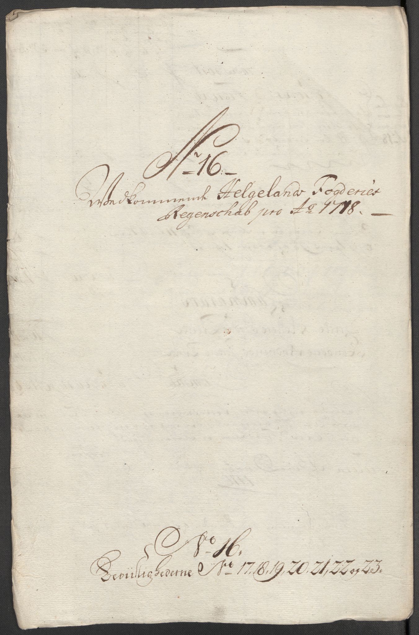 Rentekammeret inntil 1814, Reviderte regnskaper, Fogderegnskap, AV/RA-EA-4092/R65/L4516: Fogderegnskap Helgeland, 1718, s. 192