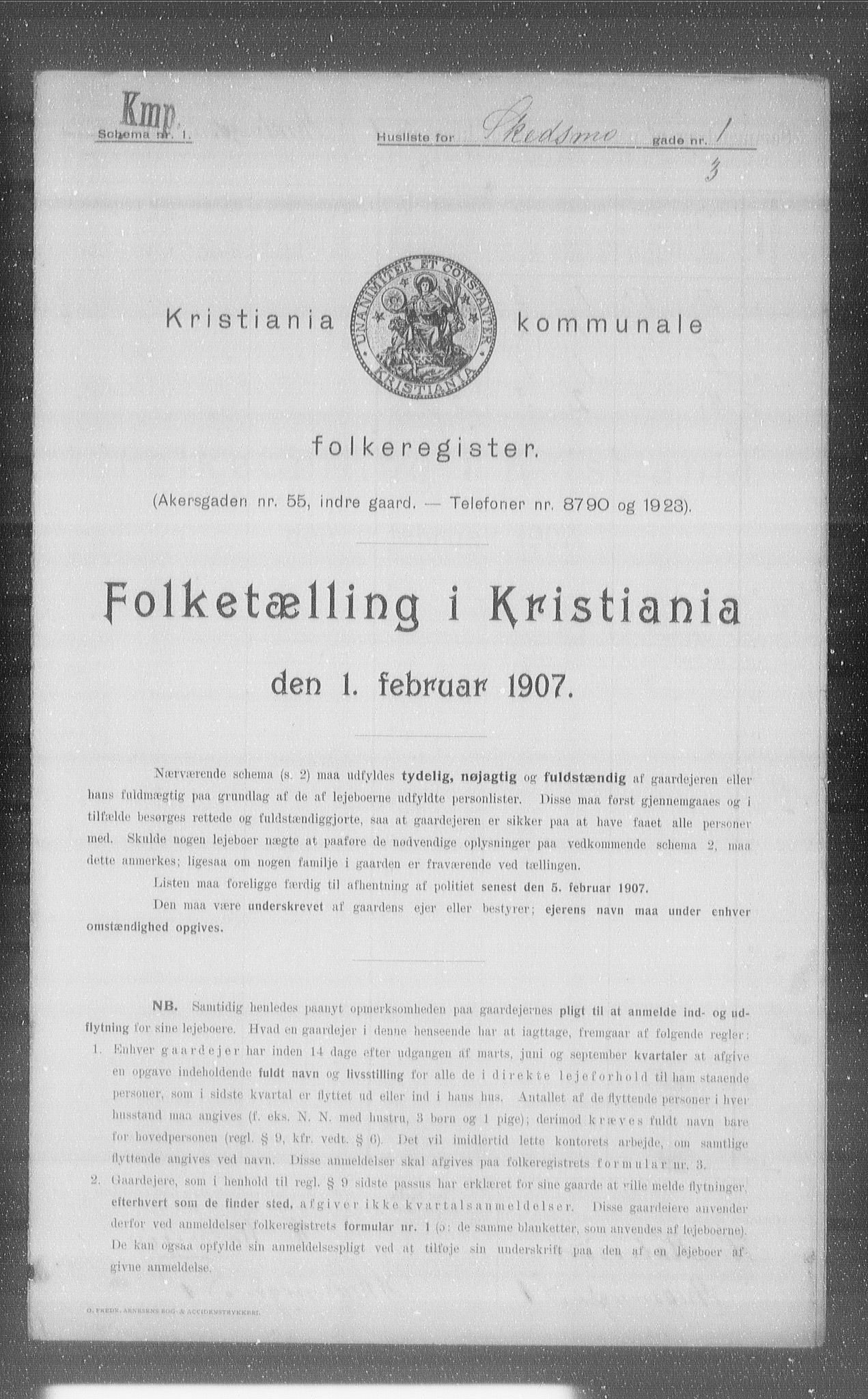 OBA, Kommunal folketelling 1.2.1907 for Kristiania kjøpstad, 1907, s. 48631