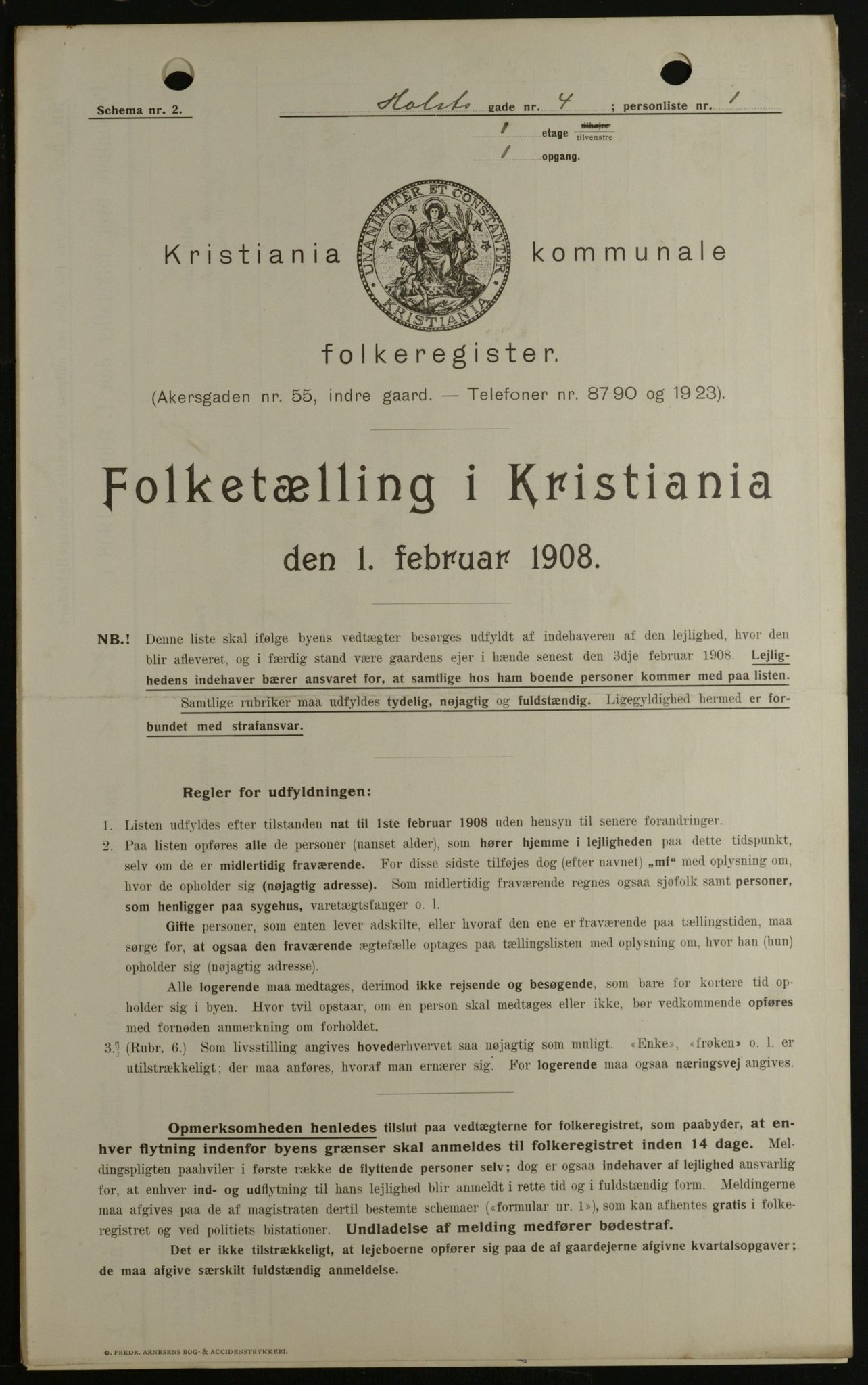 OBA, Kommunal folketelling 1.2.1908 for Kristiania kjøpstad, 1908, s. 36853