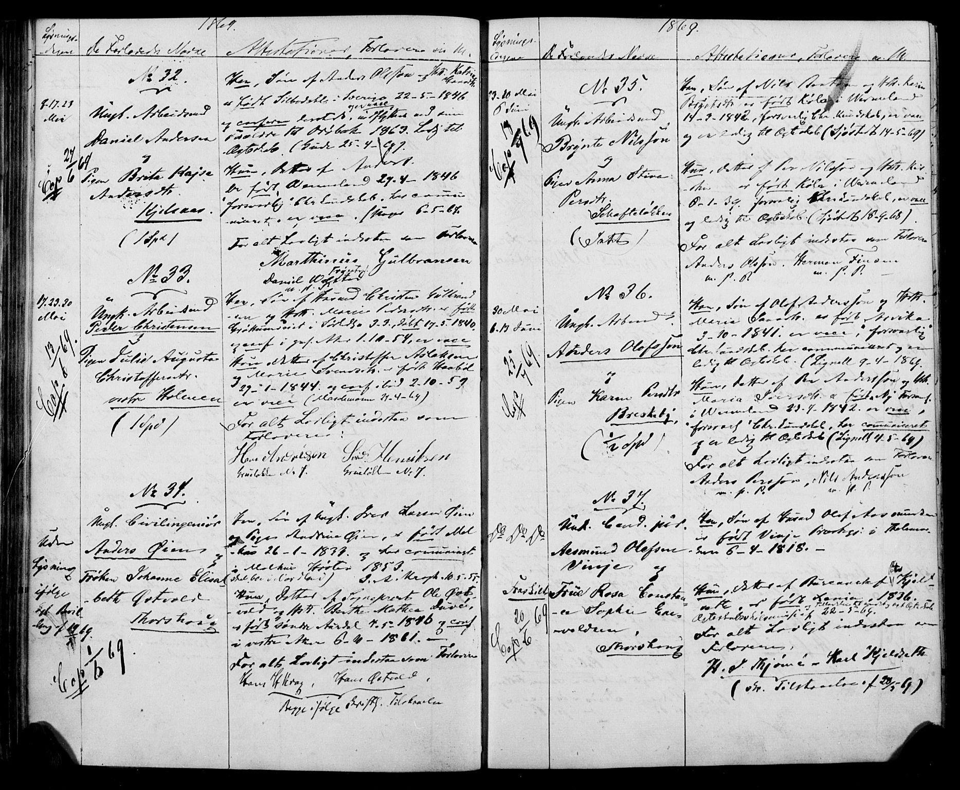 Vestre Aker prestekontor Kirkebøker, AV/SAO-A-10025/H/Ha/L0001: Lysningsprotokoll nr. 1, 1865-1878