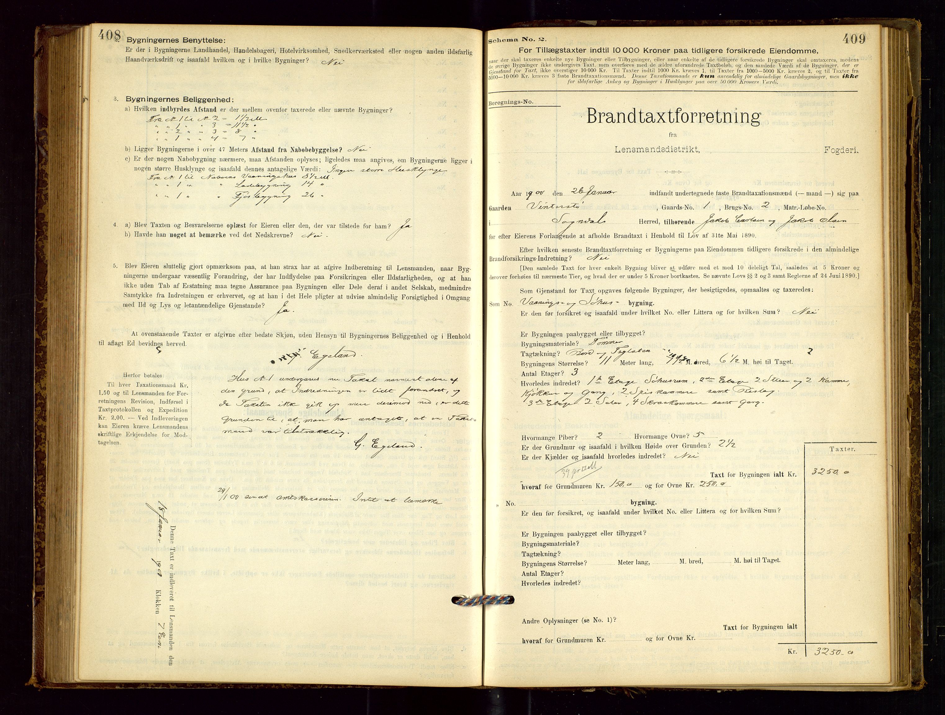 Sokndal lensmannskontor, SAST/A-100417/Gob/L0001: "Brandtaxt-Protokol", 1895-1902, s. 408-409