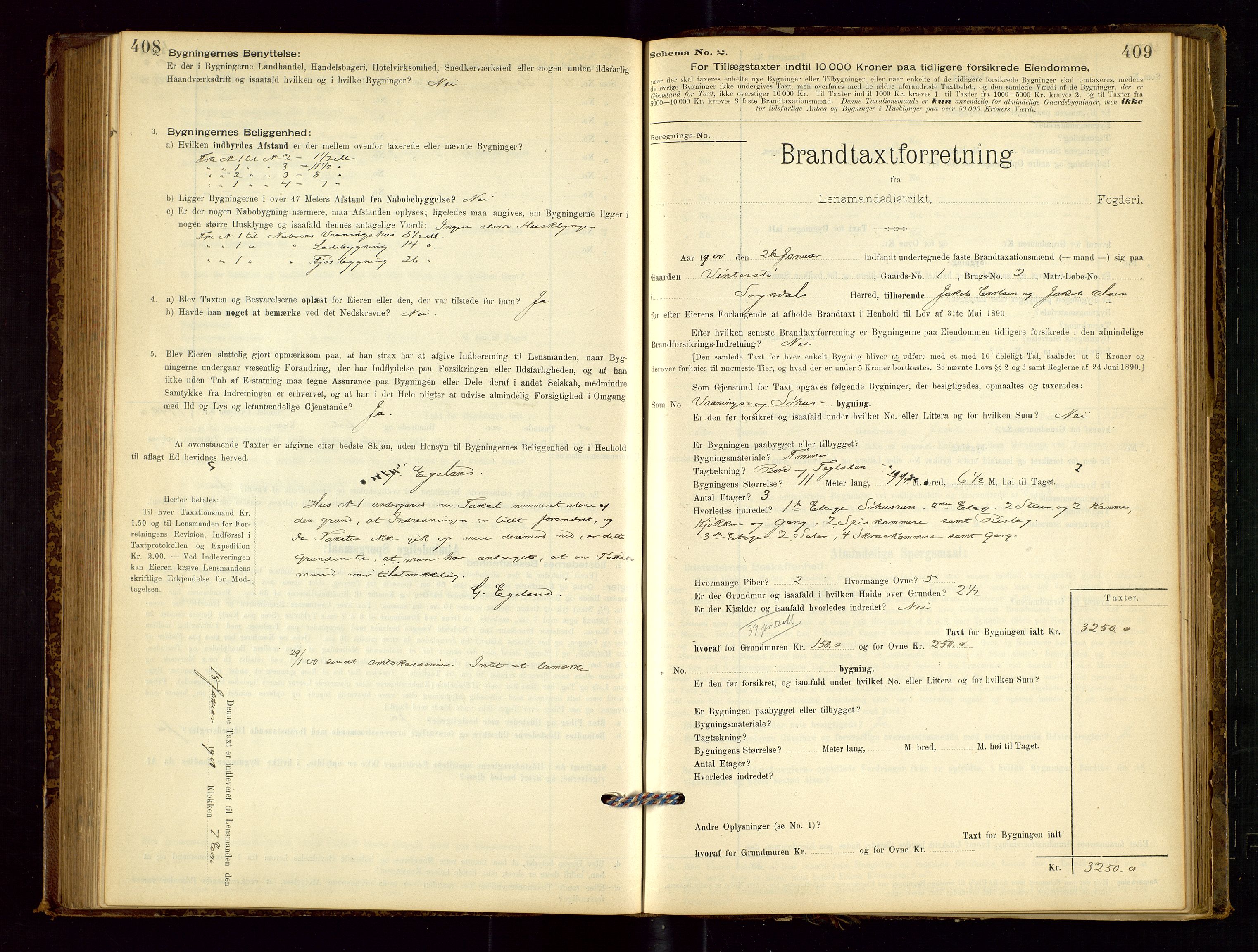 Sokndal lensmannskontor, AV/SAST-A-100417/Gob/L0001: "Brandtaxt-Protokol", 1895-1902, s. 408-409