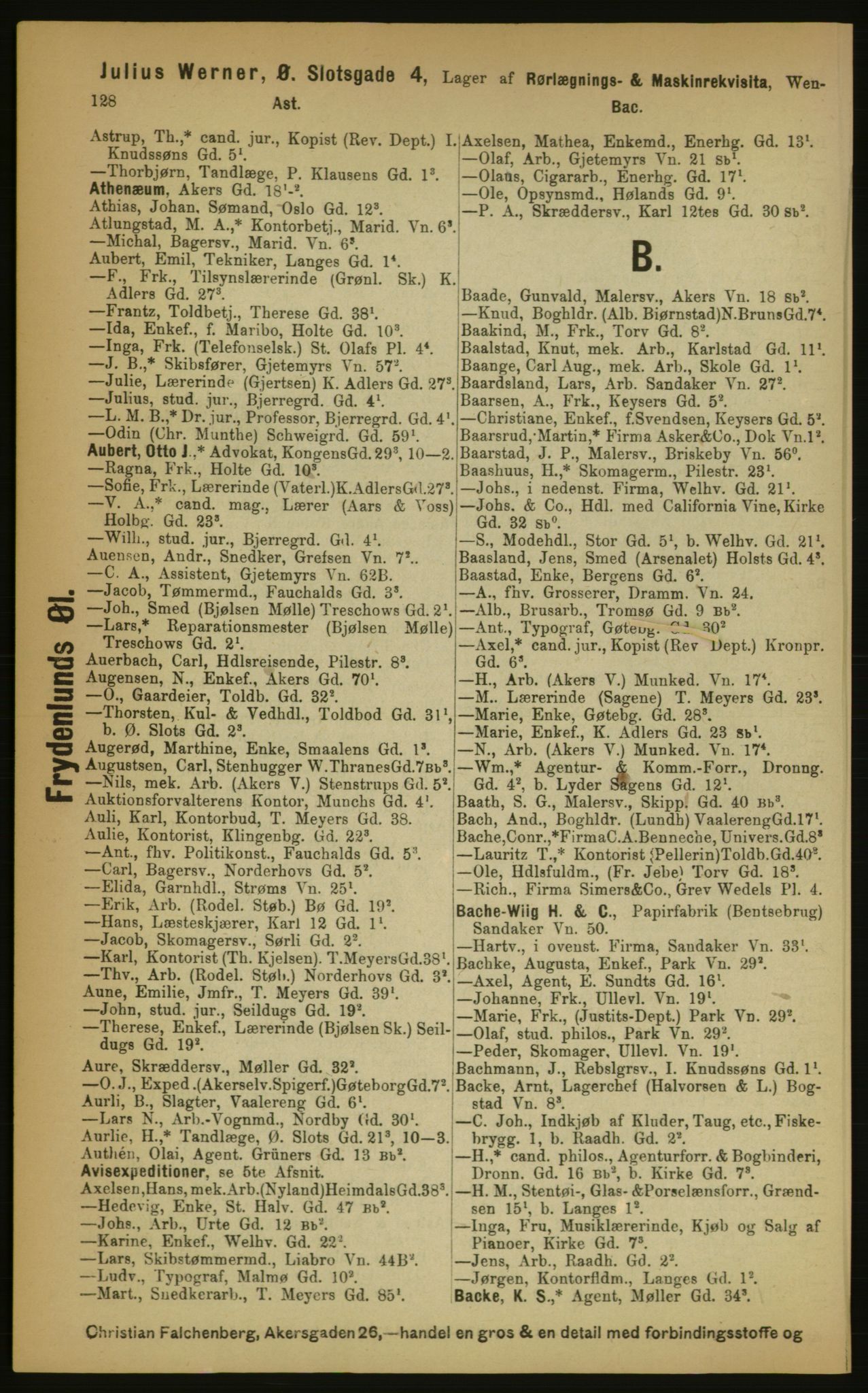 Kristiania/Oslo adressebok, PUBL/-, 1891, s. 128