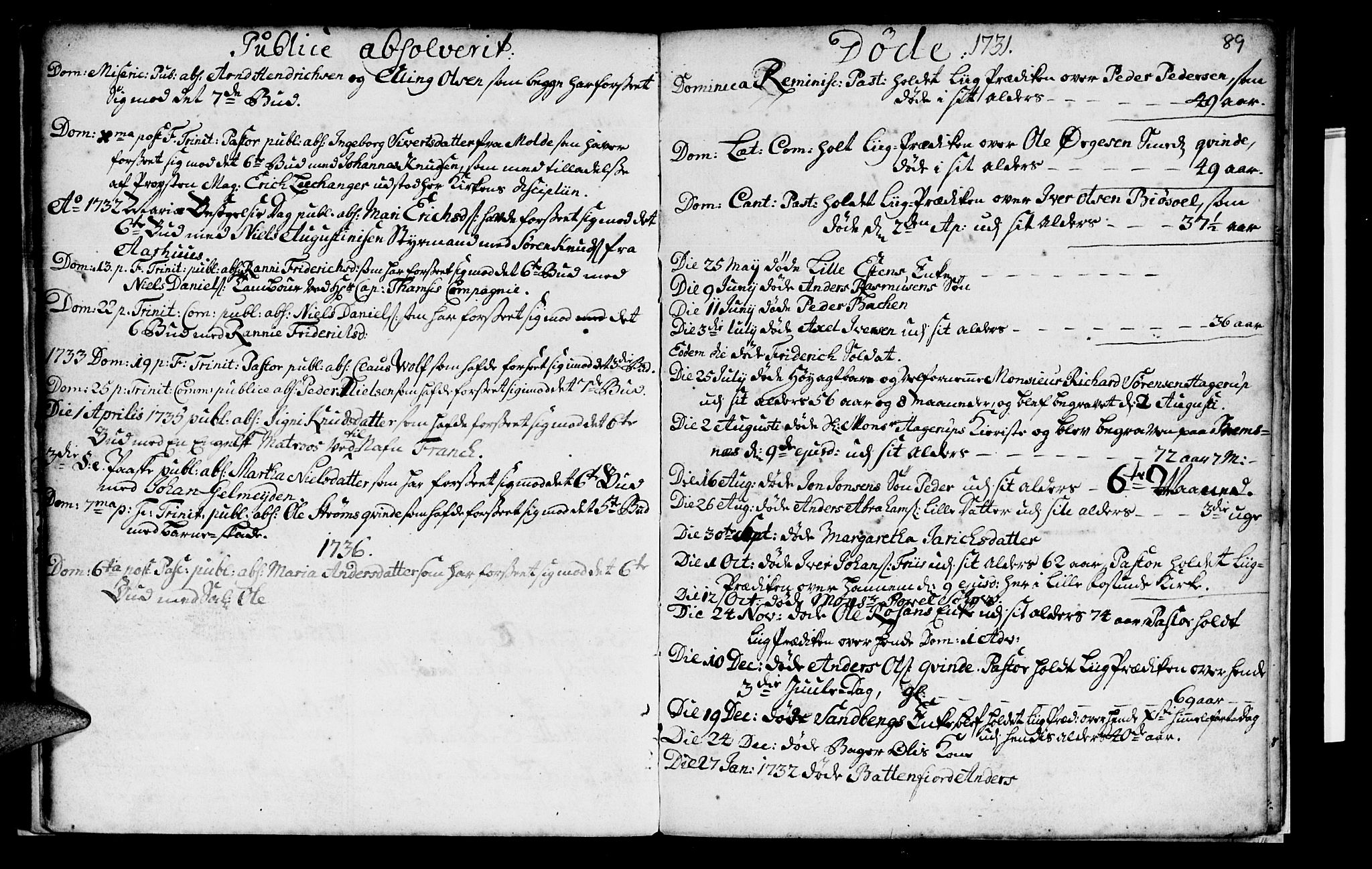Ministerialprotokoller, klokkerbøker og fødselsregistre - Møre og Romsdal, AV/SAT-A-1454/572/L0838: Ministerialbok nr. 572A01, 1731-1737, s. 88-89