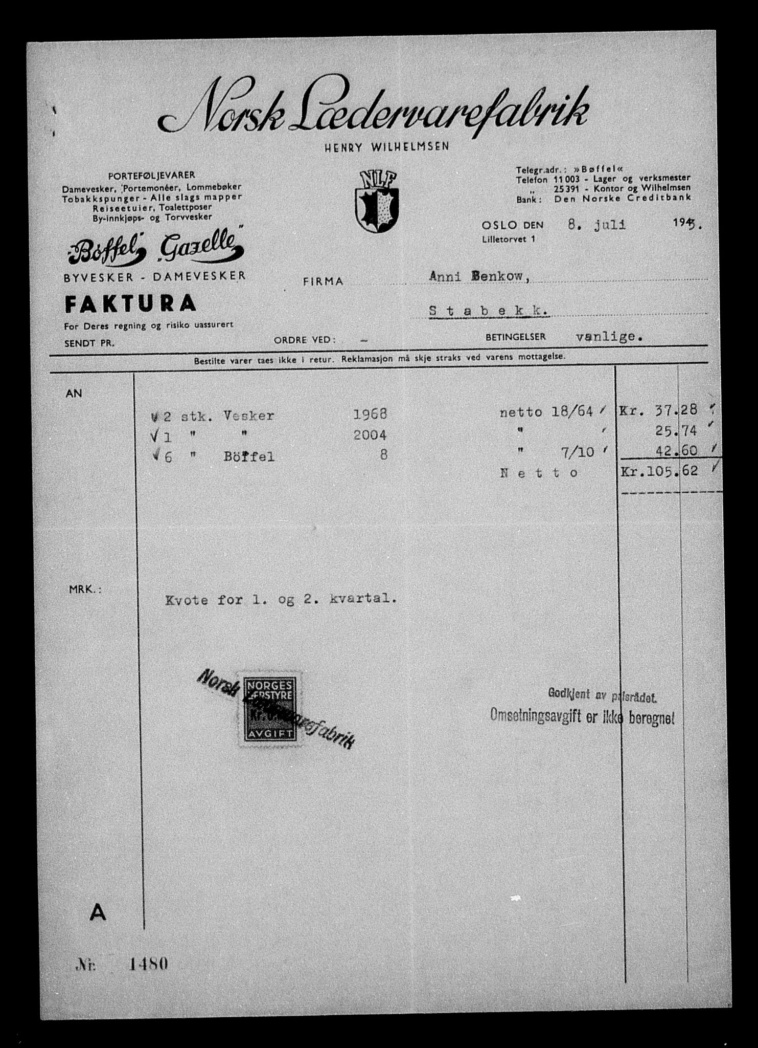 Justisdepartementet, Tilbakeføringskontoret for inndratte formuer, AV/RA-S-1564/H/Hc/Hcc/L0920: --, 1945-1947, s. 462