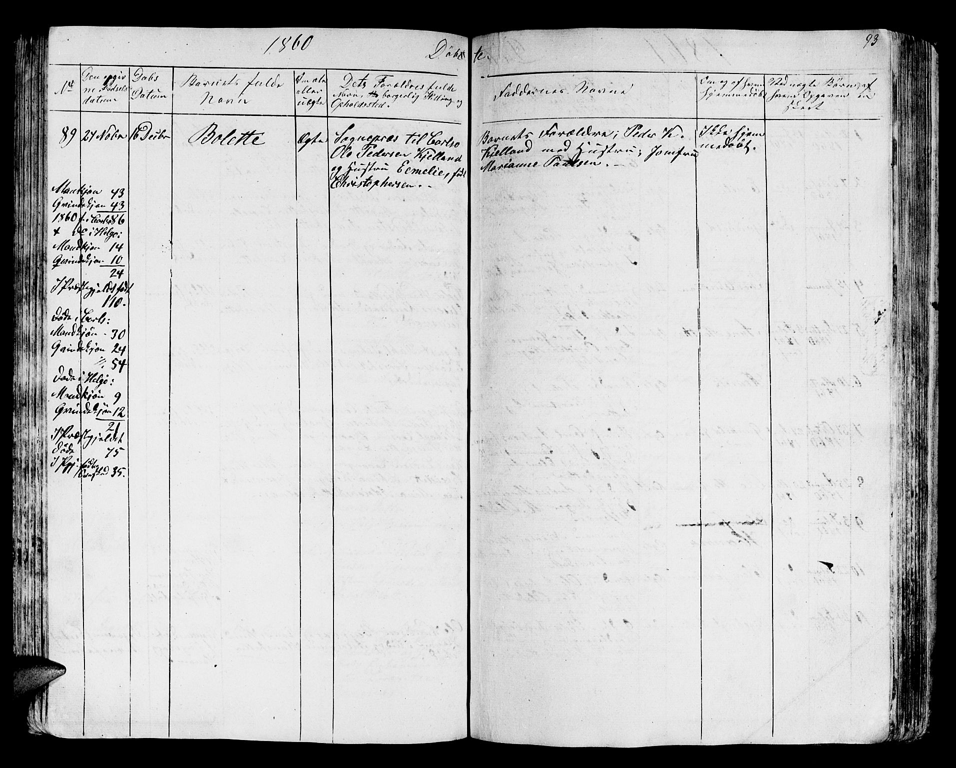 Karlsøy sokneprestembete, AV/SATØ-S-1299/H/Ha/Hab/L0002klokker: Klokkerbok nr. 2, 1843-1861, s. 93