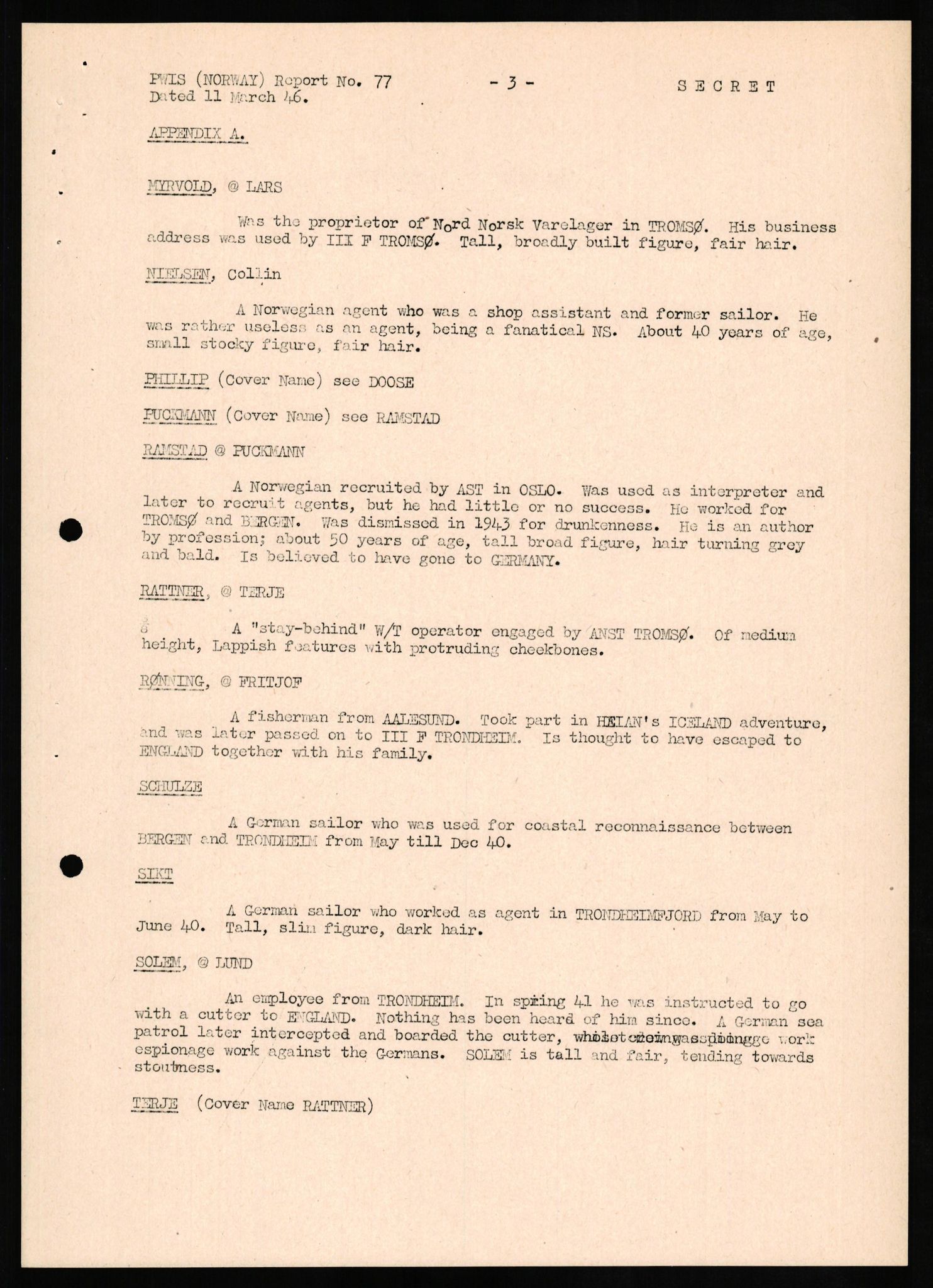Forsvaret, Forsvarets overkommando II, AV/RA-RAFA-3915/D/Db/L0019: CI Questionaires. Tyske okkupasjonsstyrker i Norge. Tyskere., 1945-1946, s. 23