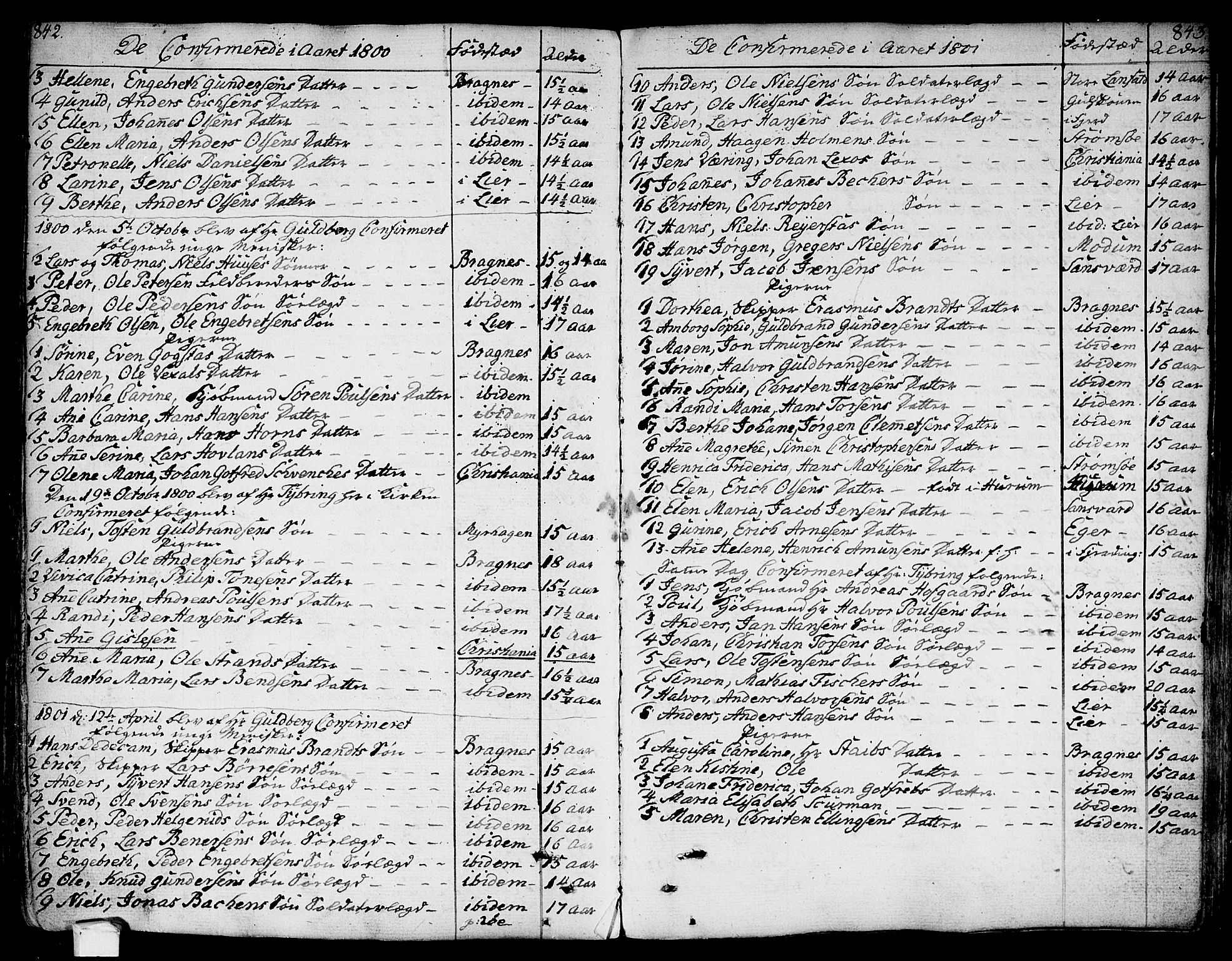 Bragernes kirkebøker, AV/SAKO-A-6/F/Fa/L0006a: Ministerialbok nr. I 6, 1782-1814, s. 842-843