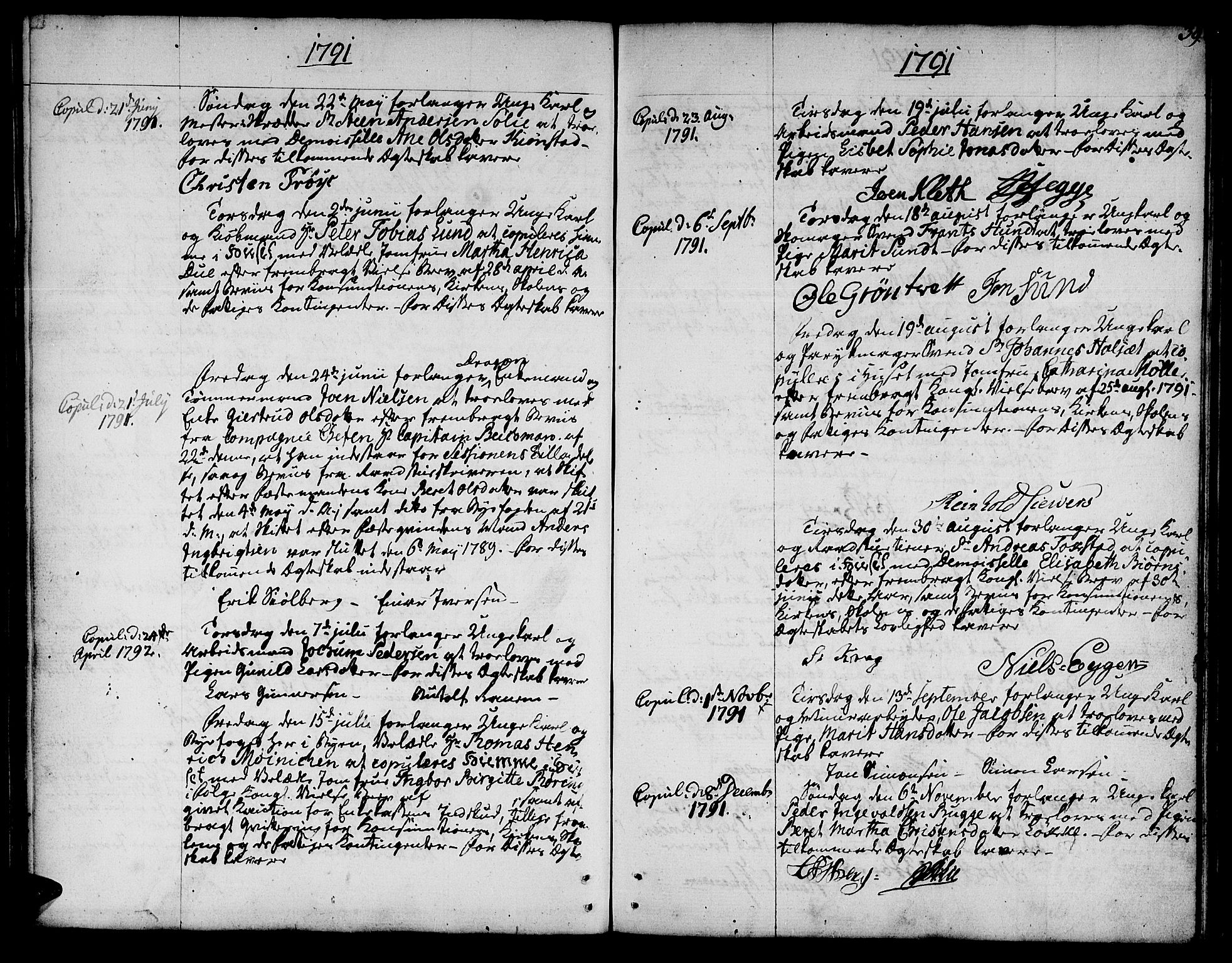 Ministerialprotokoller, klokkerbøker og fødselsregistre - Sør-Trøndelag, SAT/A-1456/601/L0041: Ministerialbok nr. 601A09, 1784-1801, s. 39