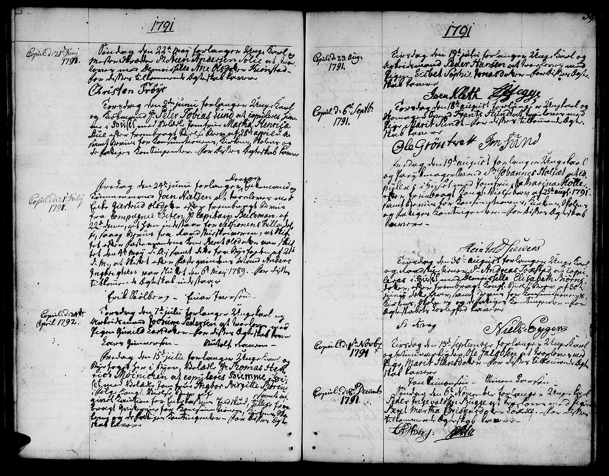 Ministerialprotokoller, klokkerbøker og fødselsregistre - Sør-Trøndelag, AV/SAT-A-1456/601/L0041: Ministerialbok nr. 601A09, 1784-1801, s. 39