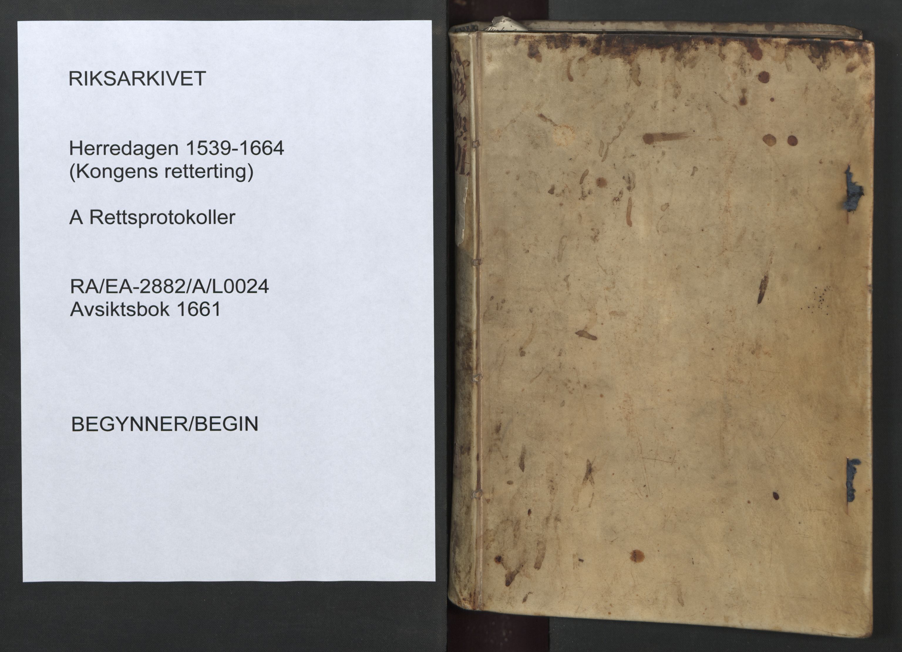 Herredagen 1539-1664  (Kongens Retterting), RA/EA-2882/A/L0024: Avsiktsbok   To stevningsbøker, 1661