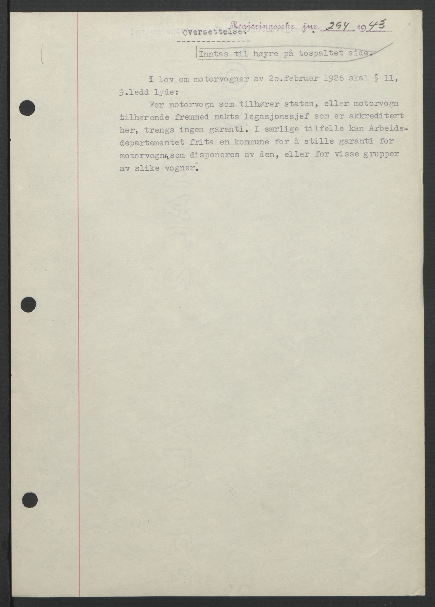 NS-administrasjonen 1940-1945 (Statsrådsekretariatet, de kommisariske statsråder mm), RA/S-4279/D/Db/L0099: Lover, 1943, s. 561