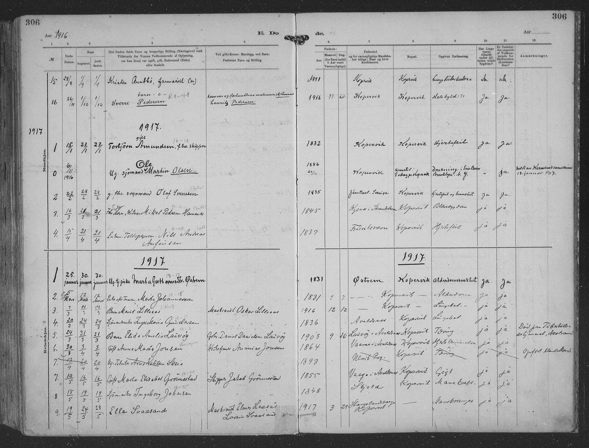 Kopervik sokneprestkontor, AV/SAST-A-101850/H/Ha/Haa/L0001: Ministerialbok nr. A 1, 1880-1919, s. 306