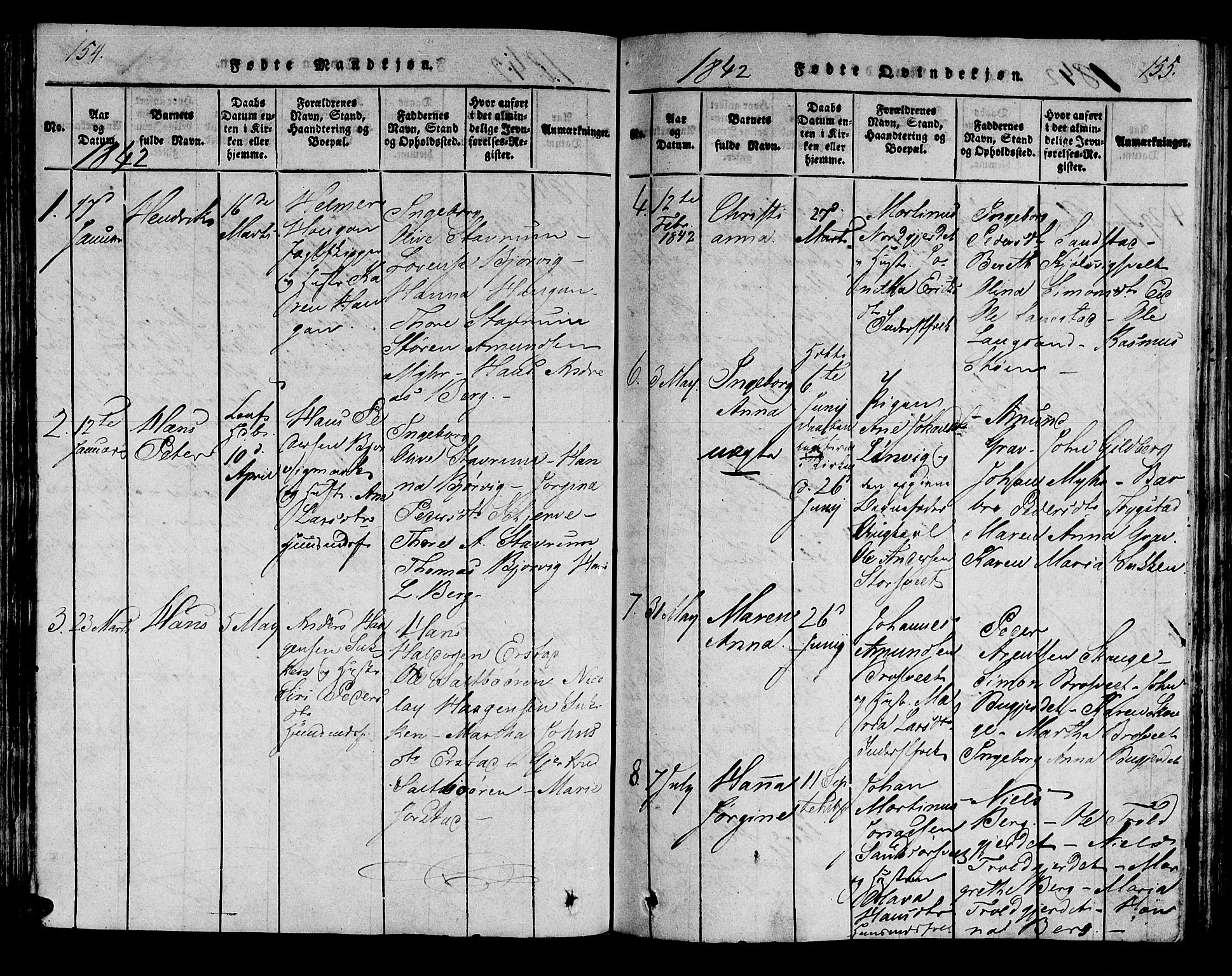 Ministerialprotokoller, klokkerbøker og fødselsregistre - Nord-Trøndelag, AV/SAT-A-1458/722/L0217: Ministerialbok nr. 722A04, 1817-1842, s. 154-155
