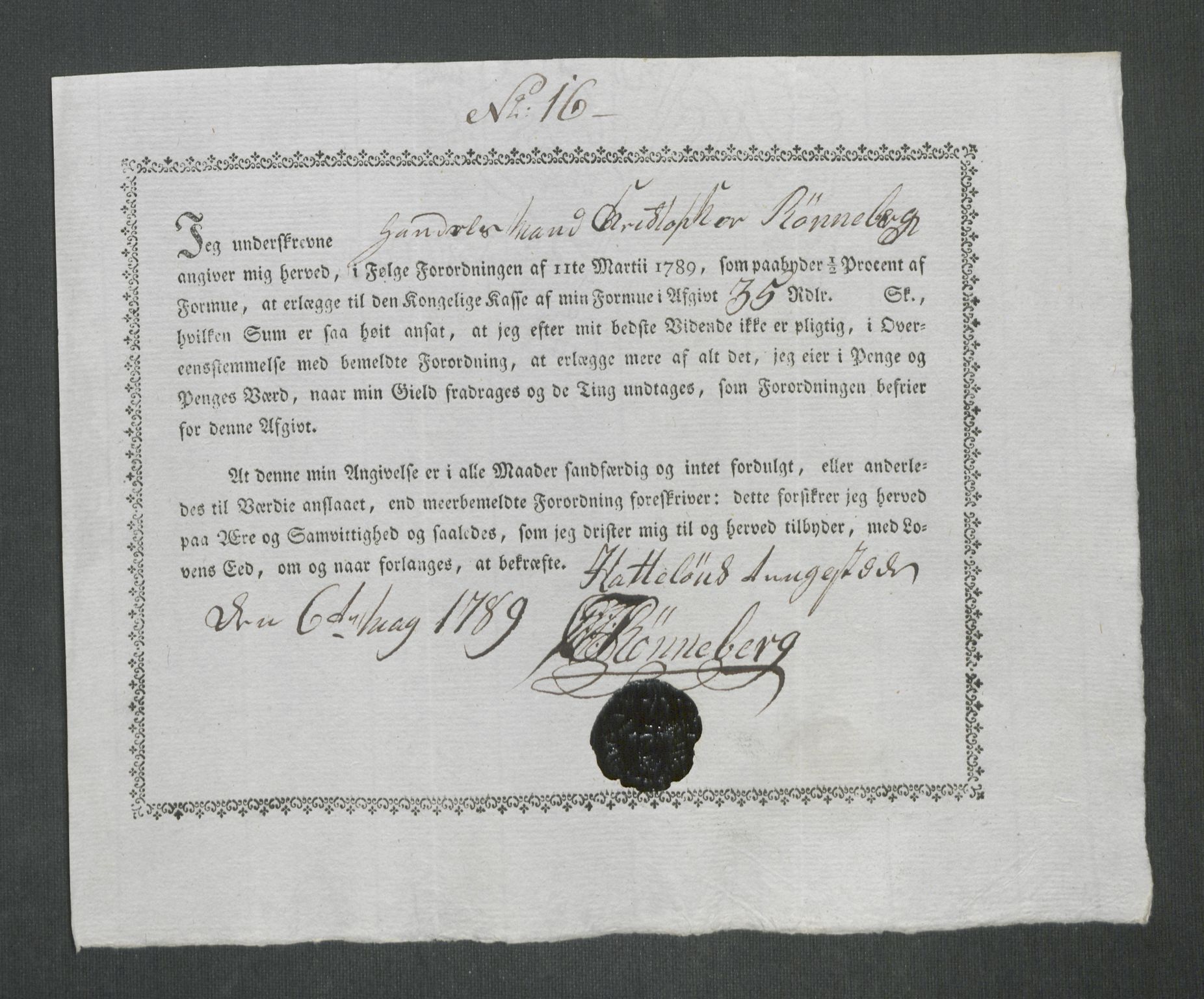 Rentekammeret inntil 1814, Reviderte regnskaper, Mindre regnskaper, AV/RA-EA-4068/Rf/Rfe/L0050: Sunnmøre fogderi, Toten fogderi, 1789, s. 138