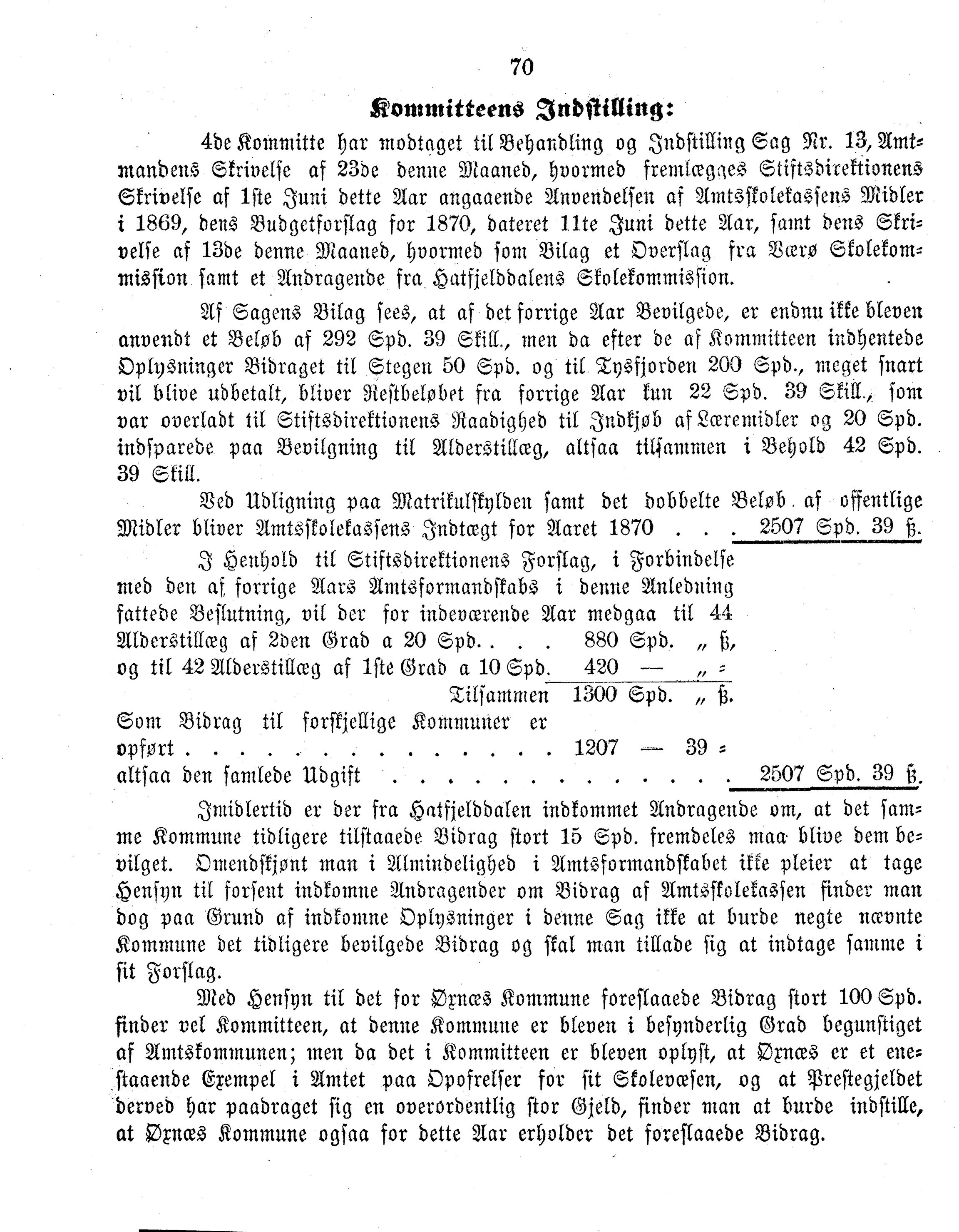 Nordland Fylkeskommune. Fylkestinget, AIN/NFK-17/176/A/Ac/L0006: Fylkestingsforhandlinger 1870, 1870