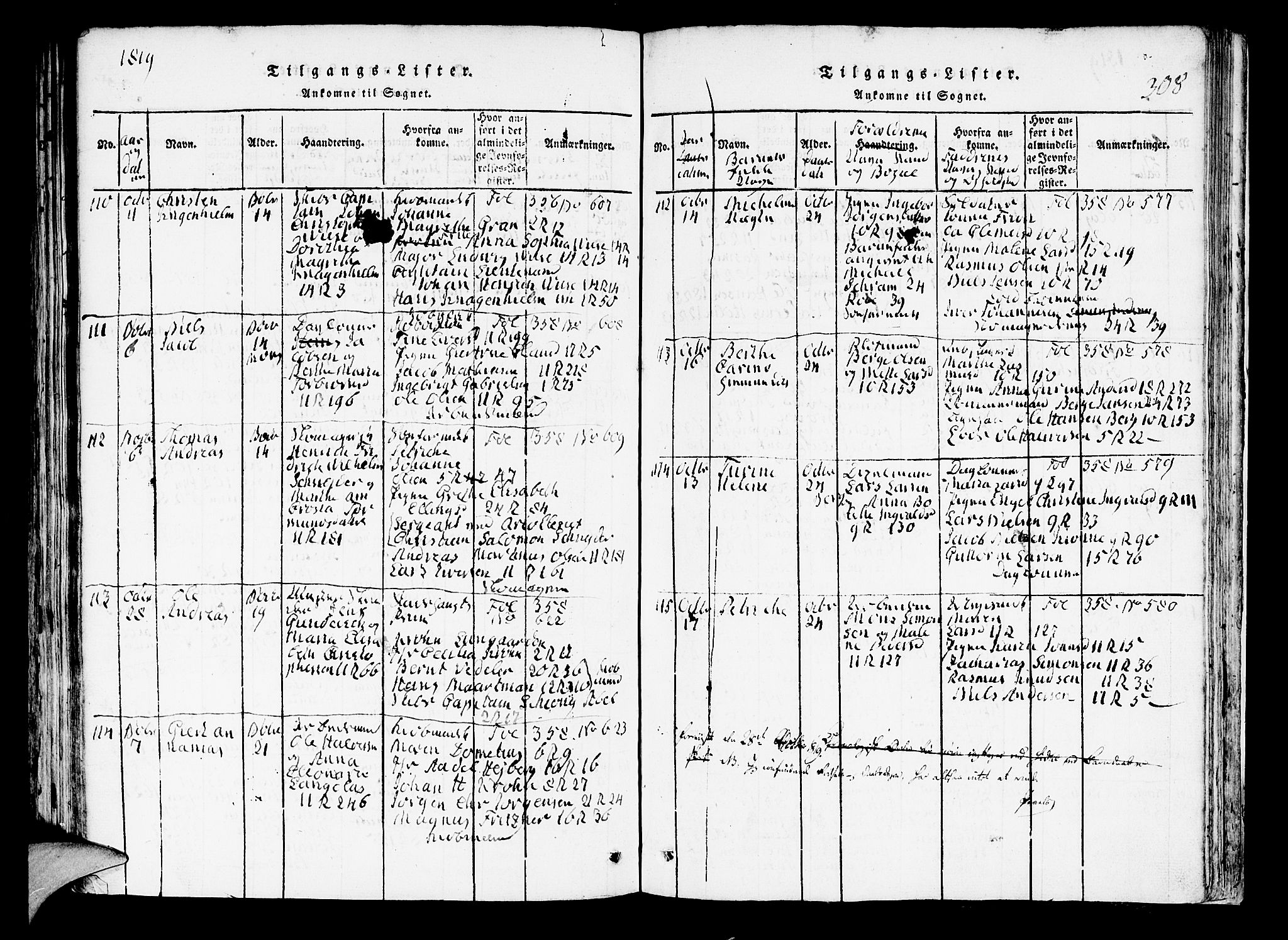 Domkirken sokneprestembete, AV/SAB-A-74801/H/Hab/L0001: Klokkerbok nr. A 1, 1816-1821, s. 308