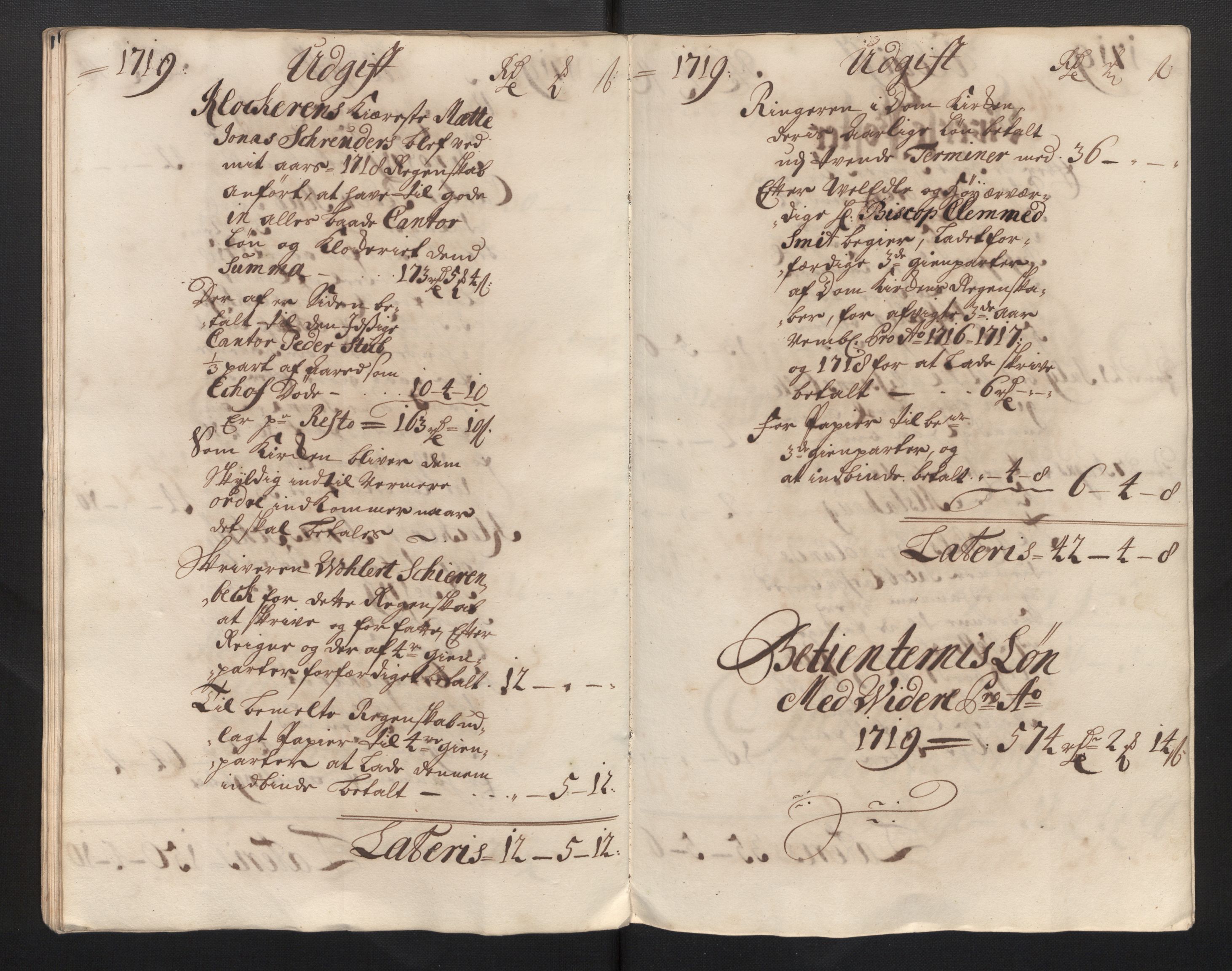 Stiftamtmannen i Bergen, AV/SAB-A-100006/F/Fb/Fbb/0001 / Lnr. 1737 - Domkirken: Rekneskapar, 1706-1721