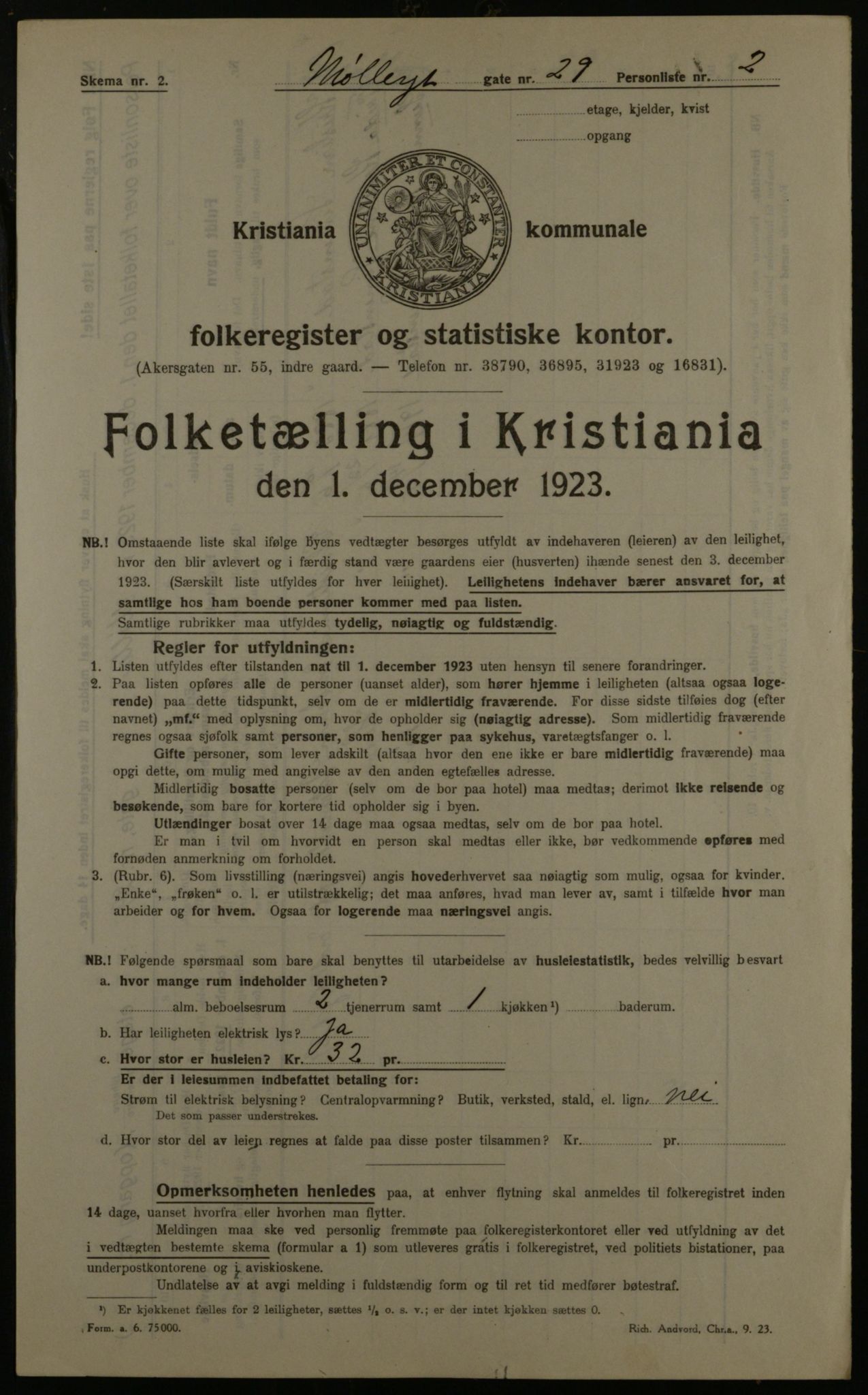 OBA, Kommunal folketelling 1.12.1923 for Kristiania, 1923, s. 75658