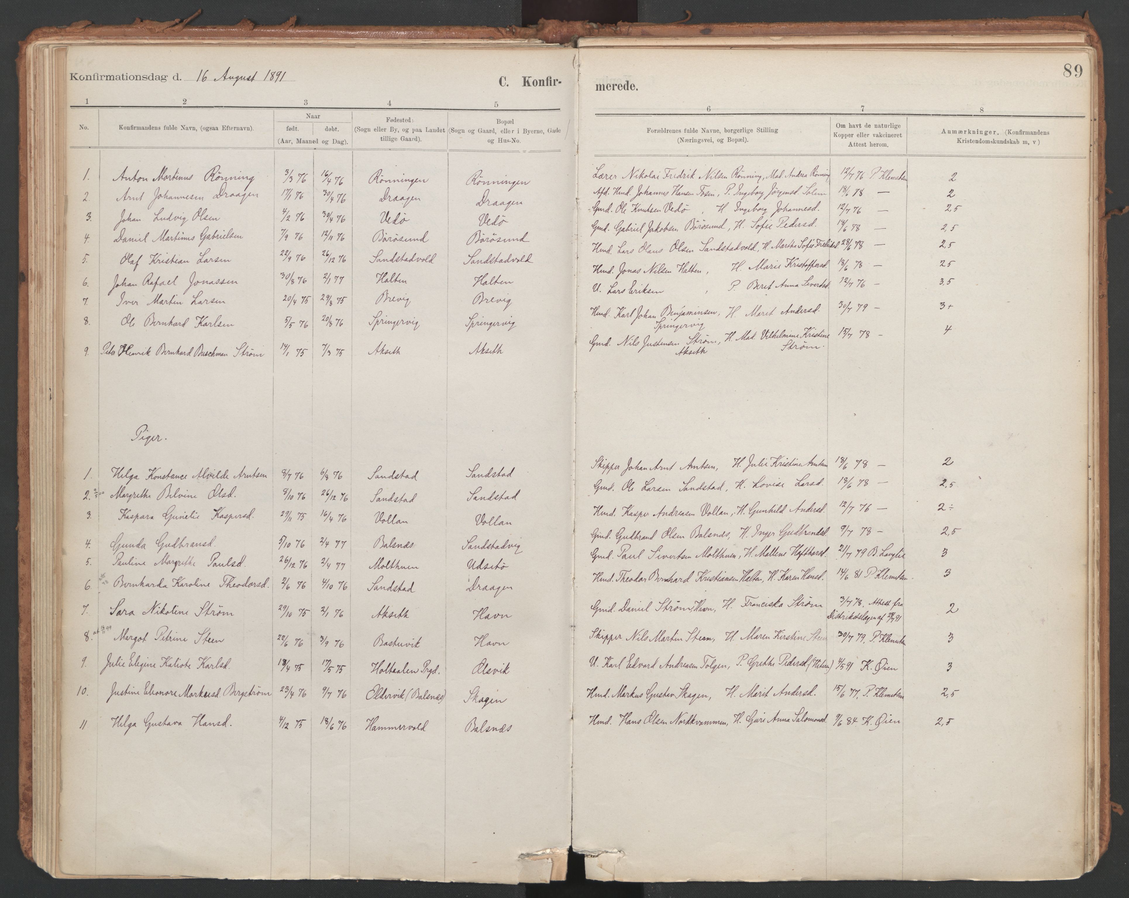 Ministerialprotokoller, klokkerbøker og fødselsregistre - Sør-Trøndelag, SAT/A-1456/639/L0572: Ministerialbok nr. 639A01, 1890-1920, s. 89