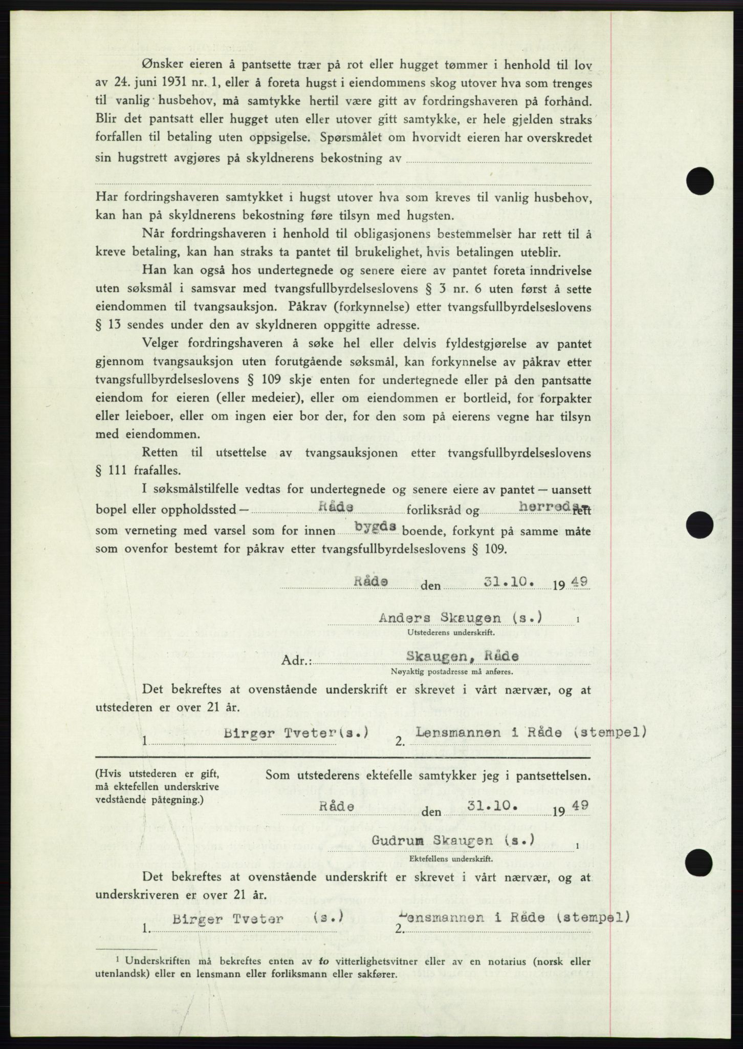 Moss sorenskriveri, SAO/A-10168: Pantebok nr. B23, 1949-1950, Dagboknr: 3362/1949