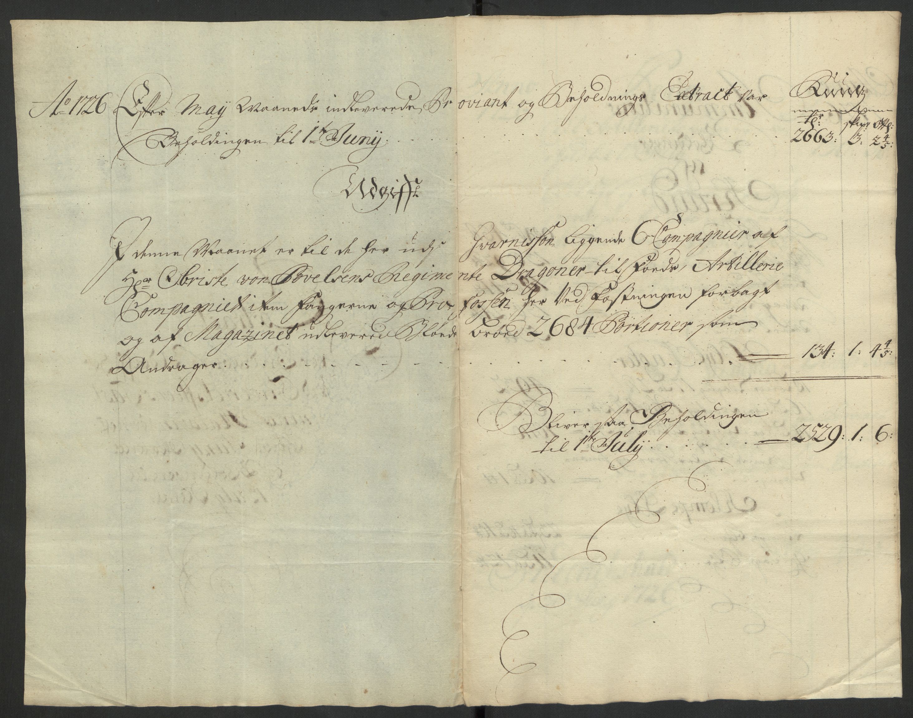 Kommanderende general (KG I) med Det norske krigsdirektorium, AV/RA-EA-5419/D/L0153: Fredriksten festning: Brev, inventarfortegnelser og regnskapsekstrakter, 1724-1729, s. 389