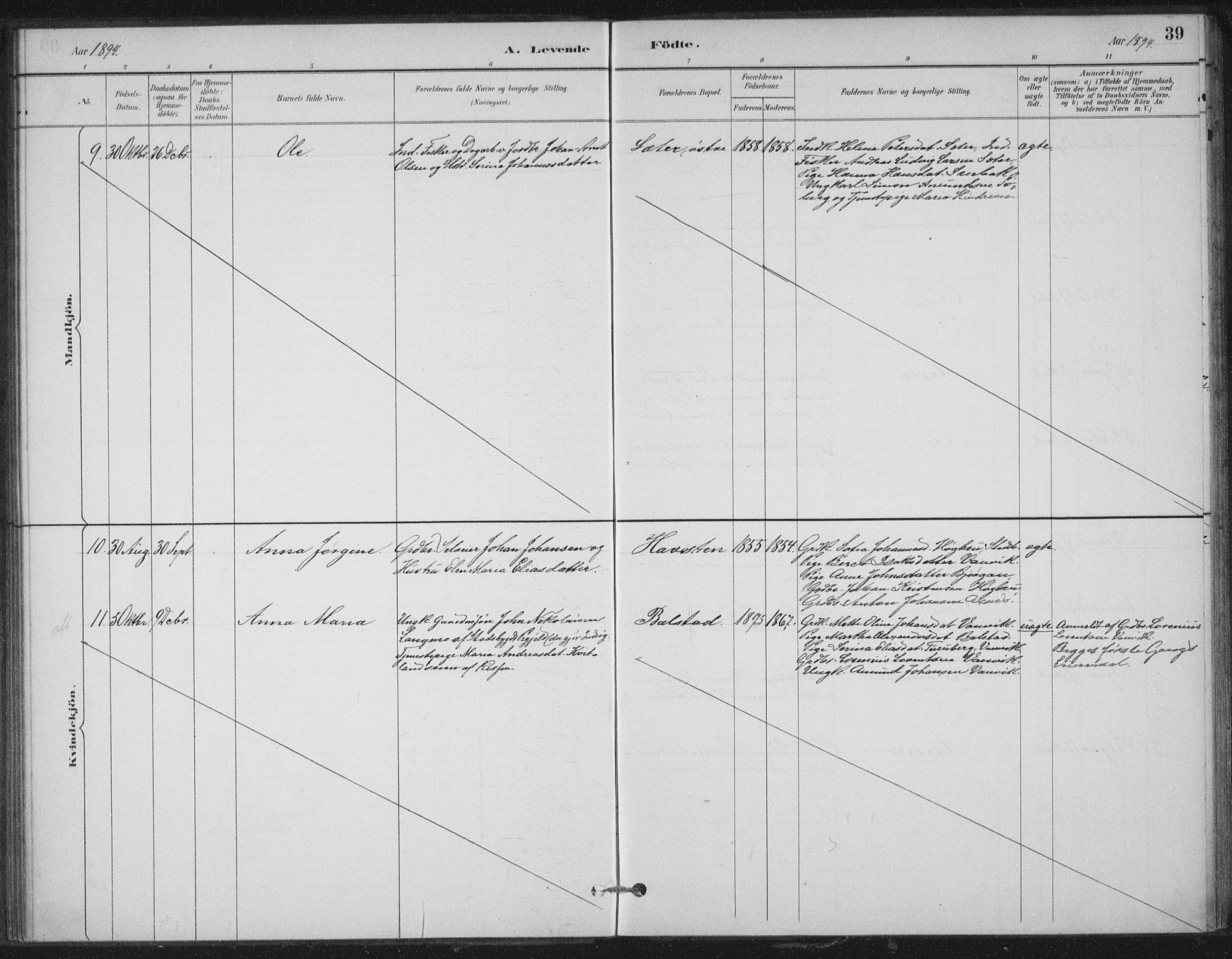 Ministerialprotokoller, klokkerbøker og fødselsregistre - Nord-Trøndelag, SAT/A-1458/702/L0023: Ministerialbok nr. 702A01, 1883-1897, s. 39