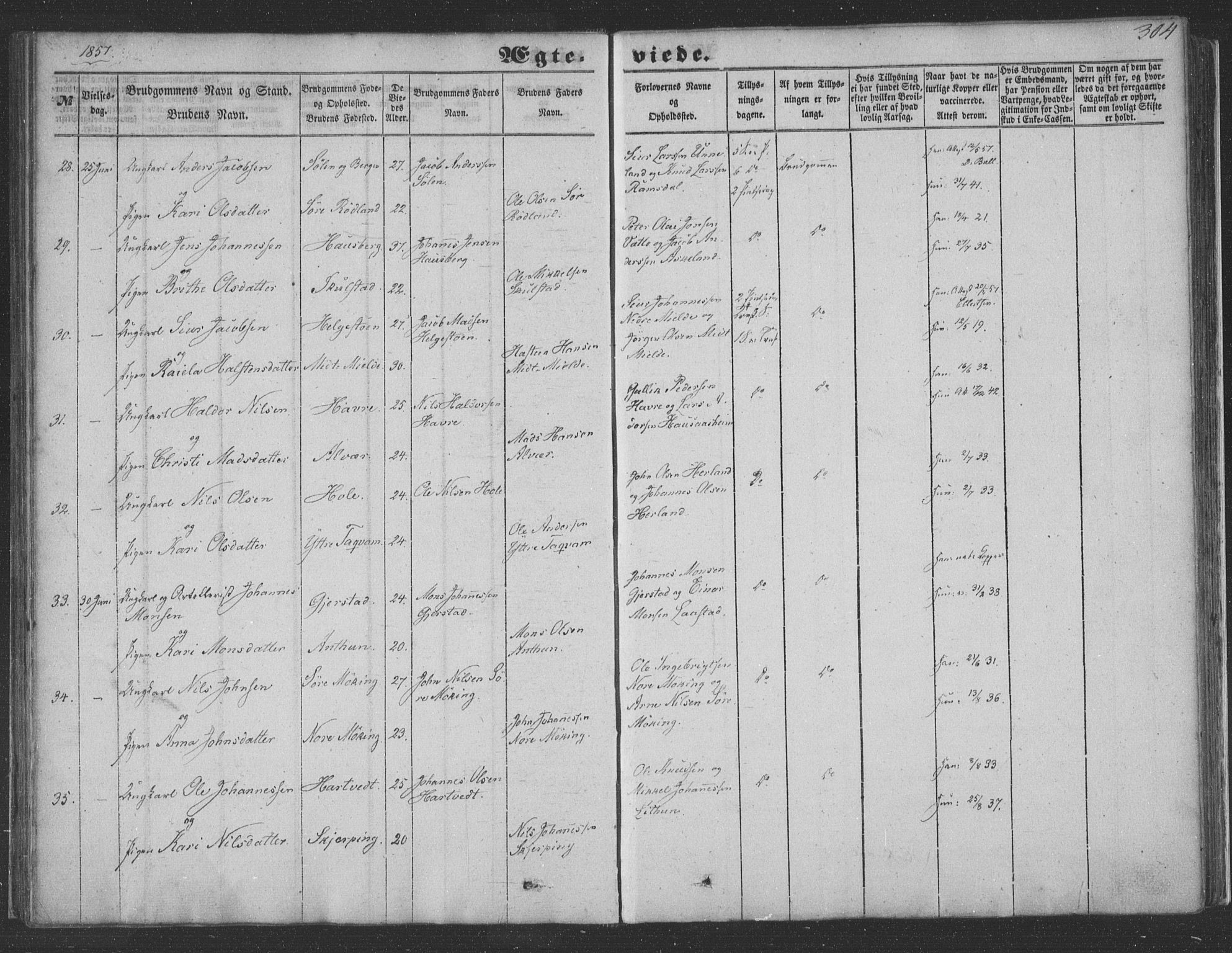 Haus sokneprestembete, AV/SAB-A-75601/H/Haa: Ministerialbok nr. A 16 II, 1848-1857, s. 304