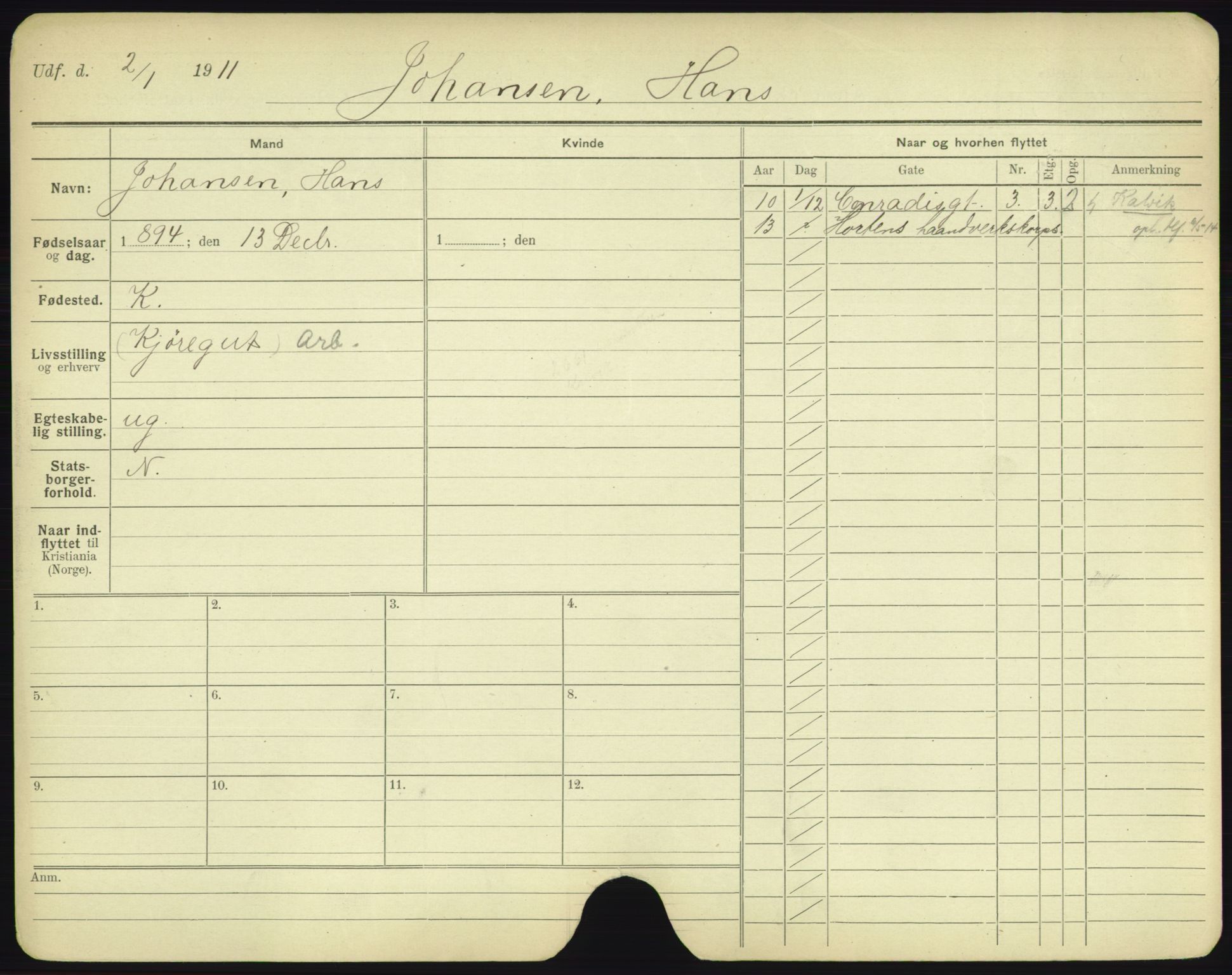 Oslo folkeregister, Registerkort, AV/SAO-A-11715/F/Fa/Fac/L0005: Menn, 1906-1914, s. 528a