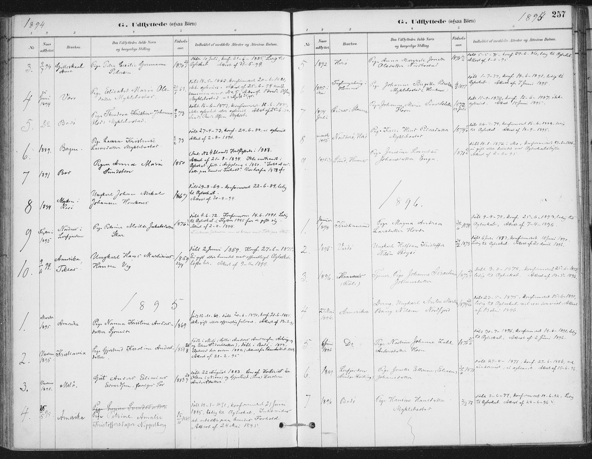 Ministerialprotokoller, klokkerbøker og fødselsregistre - Nordland, SAT/A-1459/838/L0553: Ministerialbok nr. 838A11, 1880-1910, s. 257