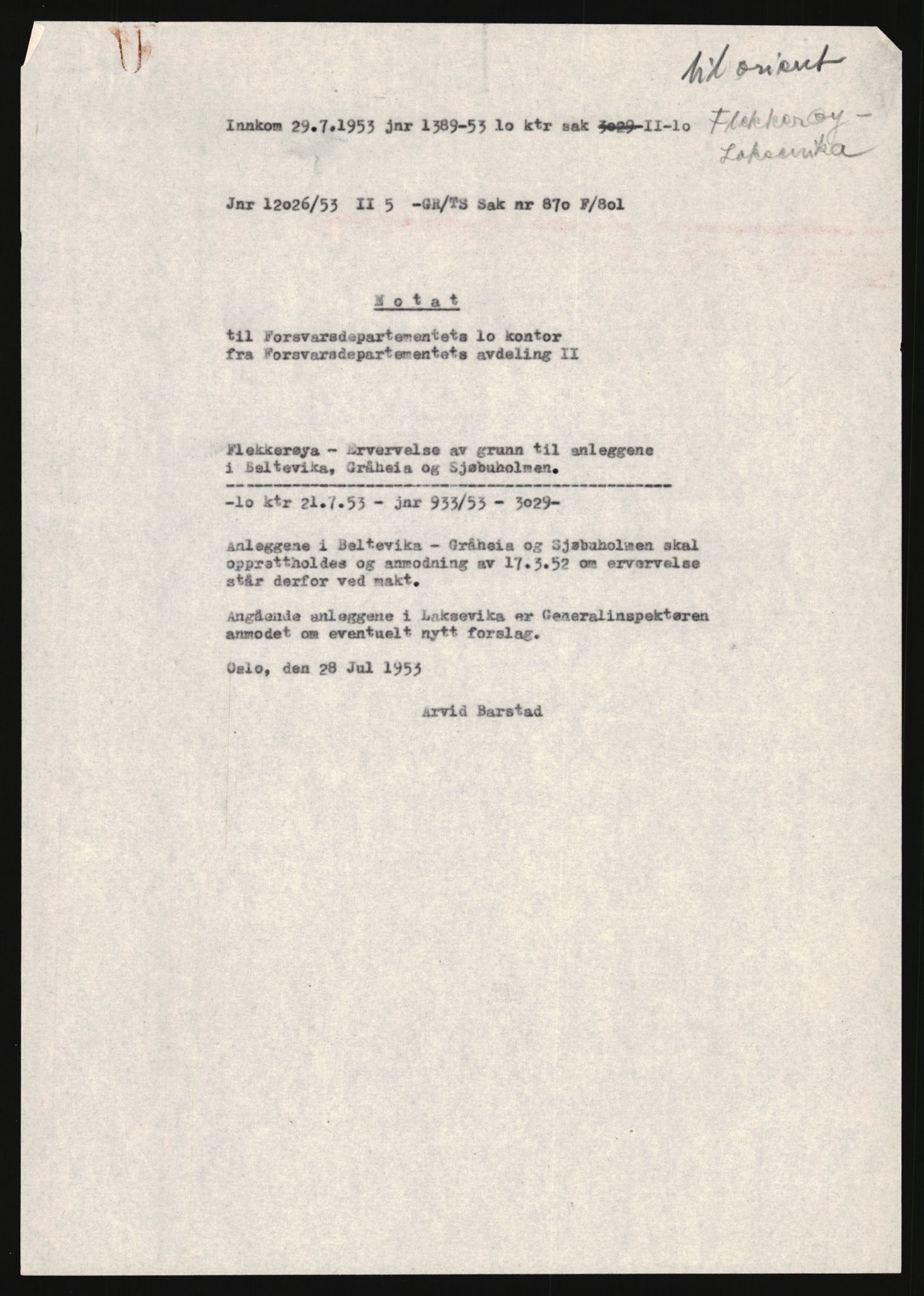 Forsvarsdepartementet, 10. kontor / Oppgjørskontoret, AV/RA-RAFA-1225/D/Da/L0062: Laksevika batteri, Kristiansand; Laksevåg ubåtbunker, Bergen, 1940-1962, s. 801