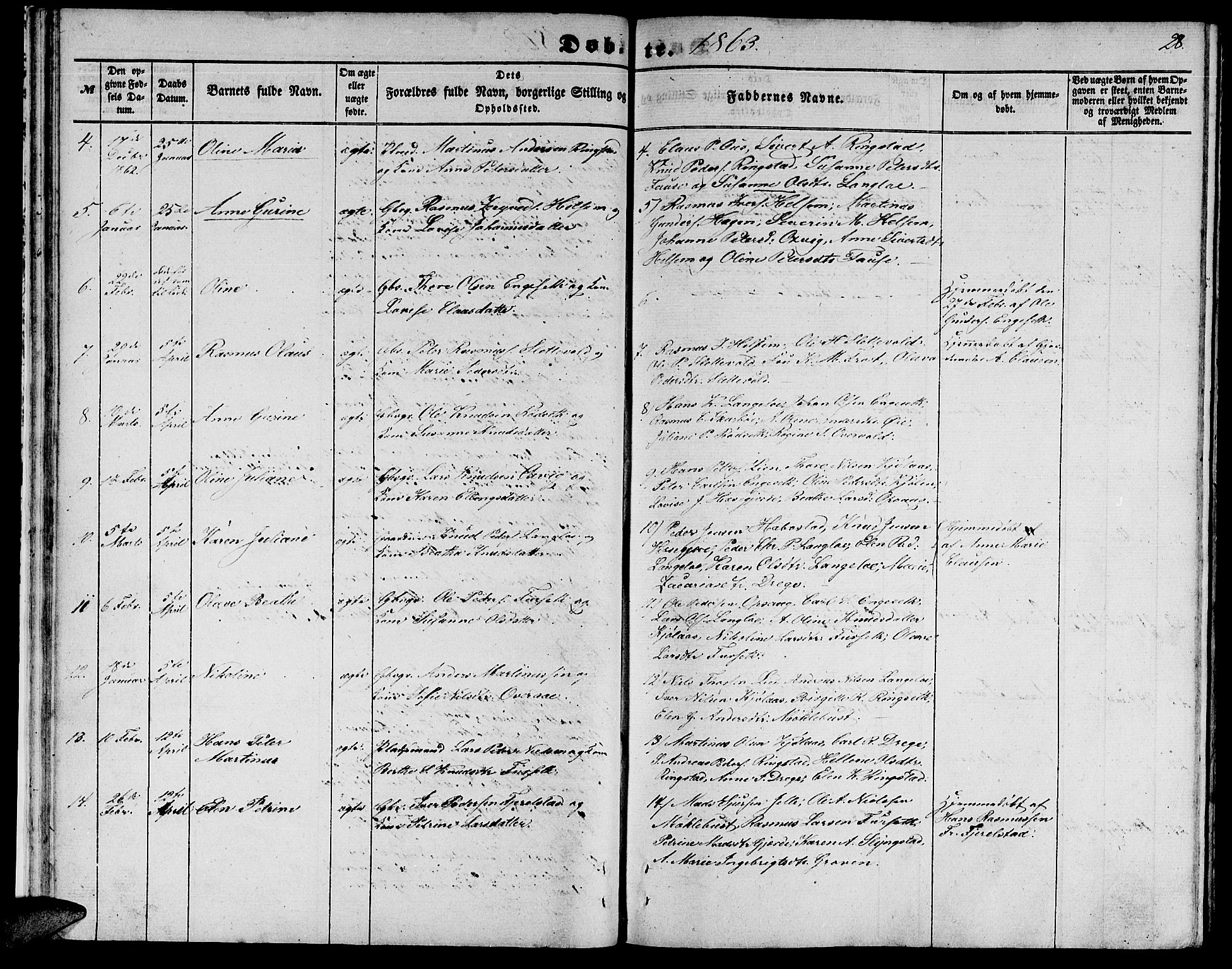 Ministerialprotokoller, klokkerbøker og fødselsregistre - Møre og Romsdal, AV/SAT-A-1454/520/L0291: Klokkerbok nr. 520C03, 1854-1881, s. 28