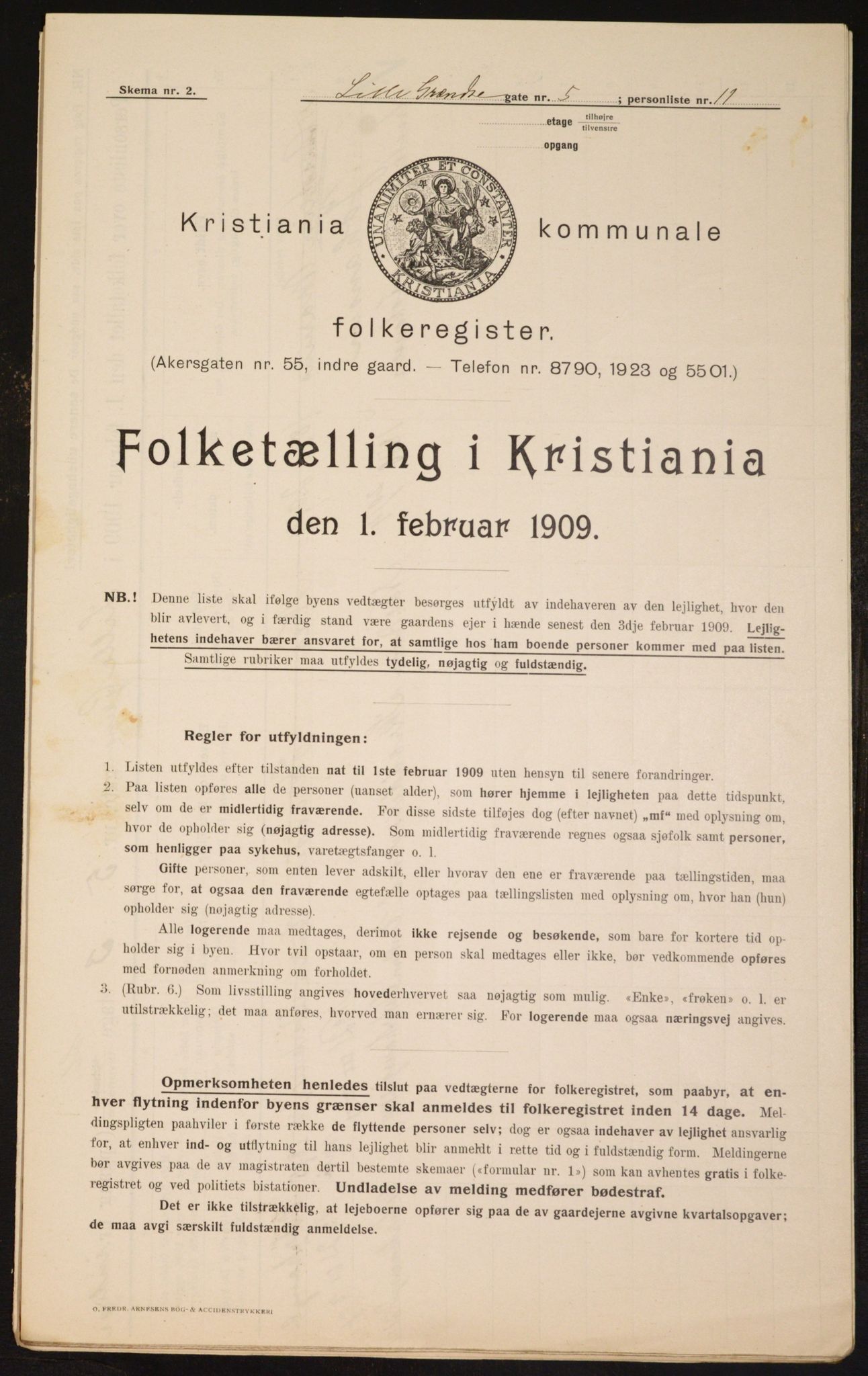 OBA, Kommunal folketelling 1.2.1909 for Kristiania kjøpstad, 1909, s. 52498