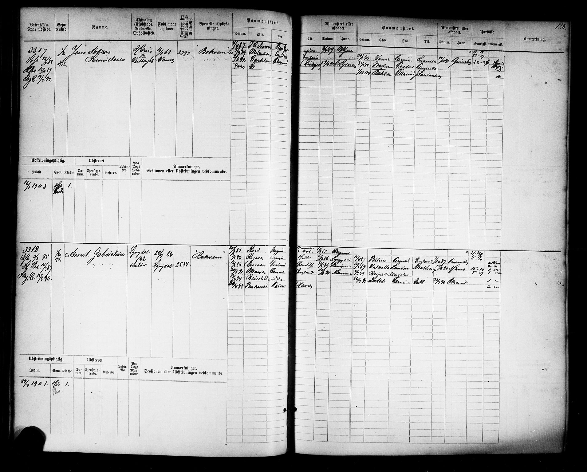 Farsund mønstringskrets, AV/SAK-2031-0017/F/Fb/L0019: Hovedrulle nr 3067-3832, Z-11, 1882-1922, s. 131