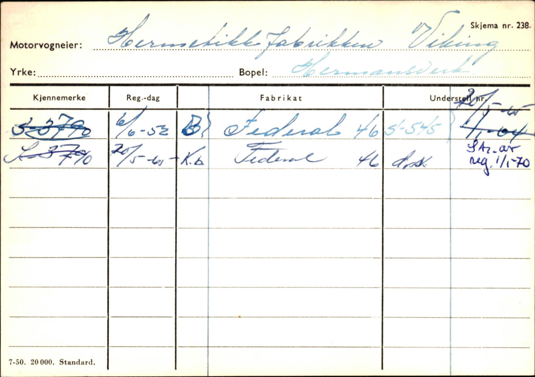 Statens vegvesen, Sogn og Fjordane vegkontor, SAB/A-5301/4/F/L0126: Eigarregister Fjaler M-Å. Leikanger A-Å, 1945-1975, s. 1427